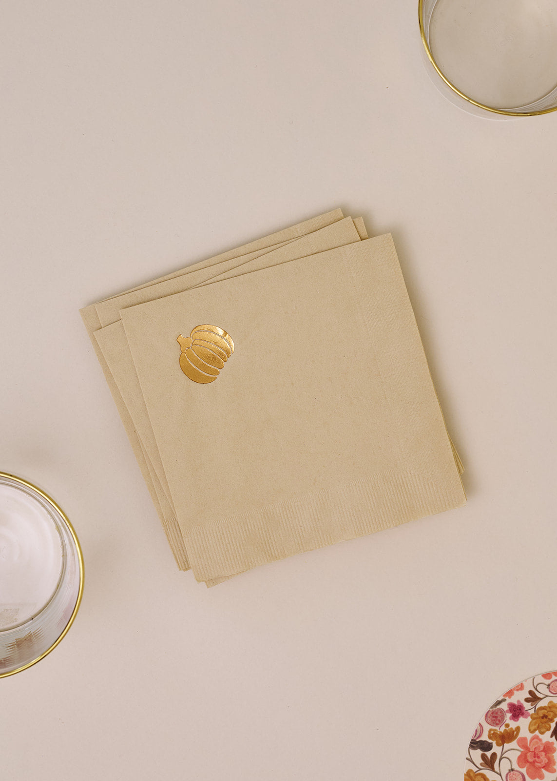 Pumpkin Copper Beverage Napkin - Set of 20