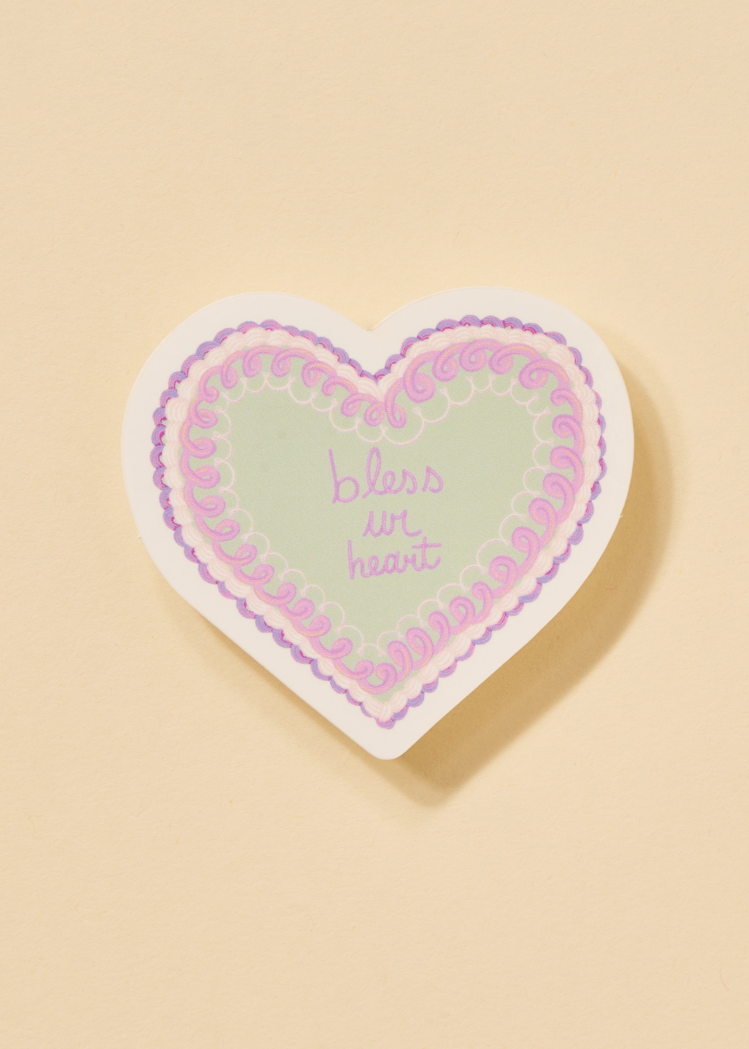 Bless Ur Heart Purple Vintage Heart Cake Sticker