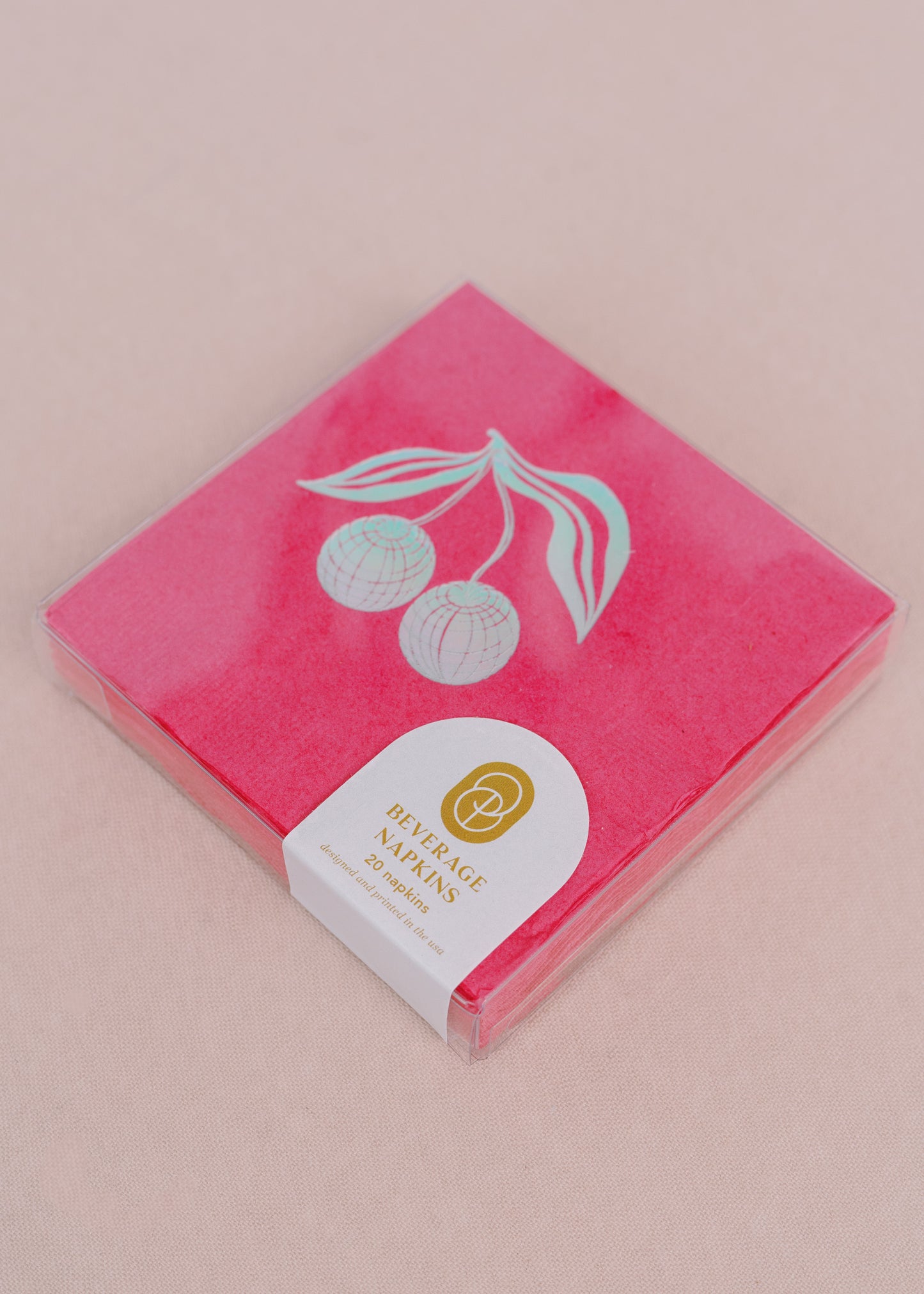 Disco Cherries Hot Pink Cocktail Paper Beverage Napkins - Set of 20