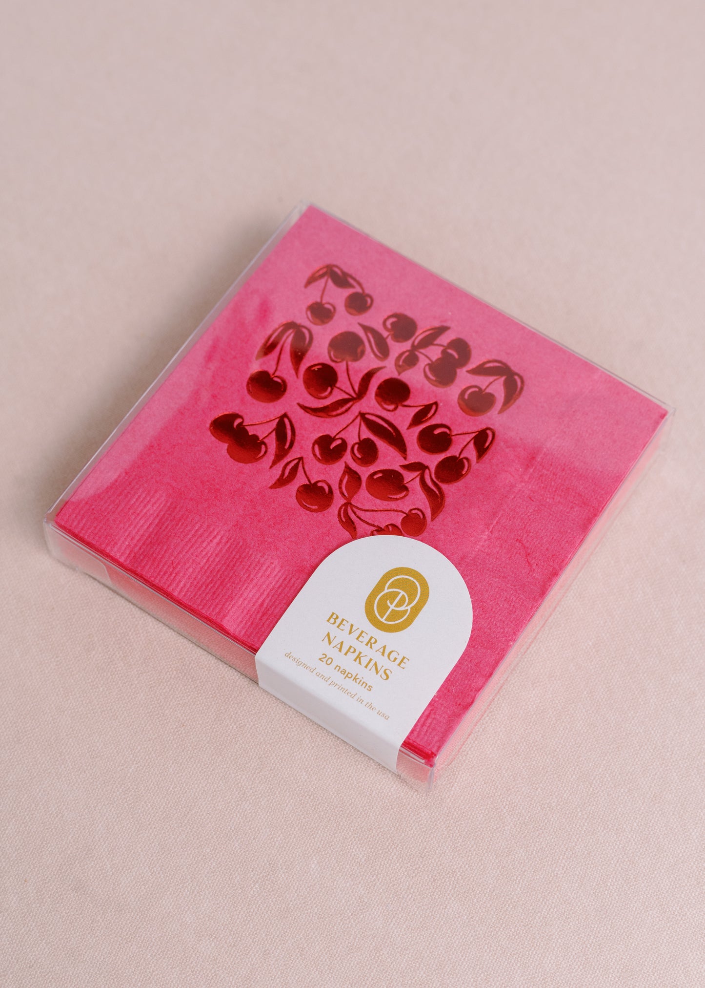 Cherry Picked Hot Pink Summer Cocktail Paper Beverage Napkins - Set of 20