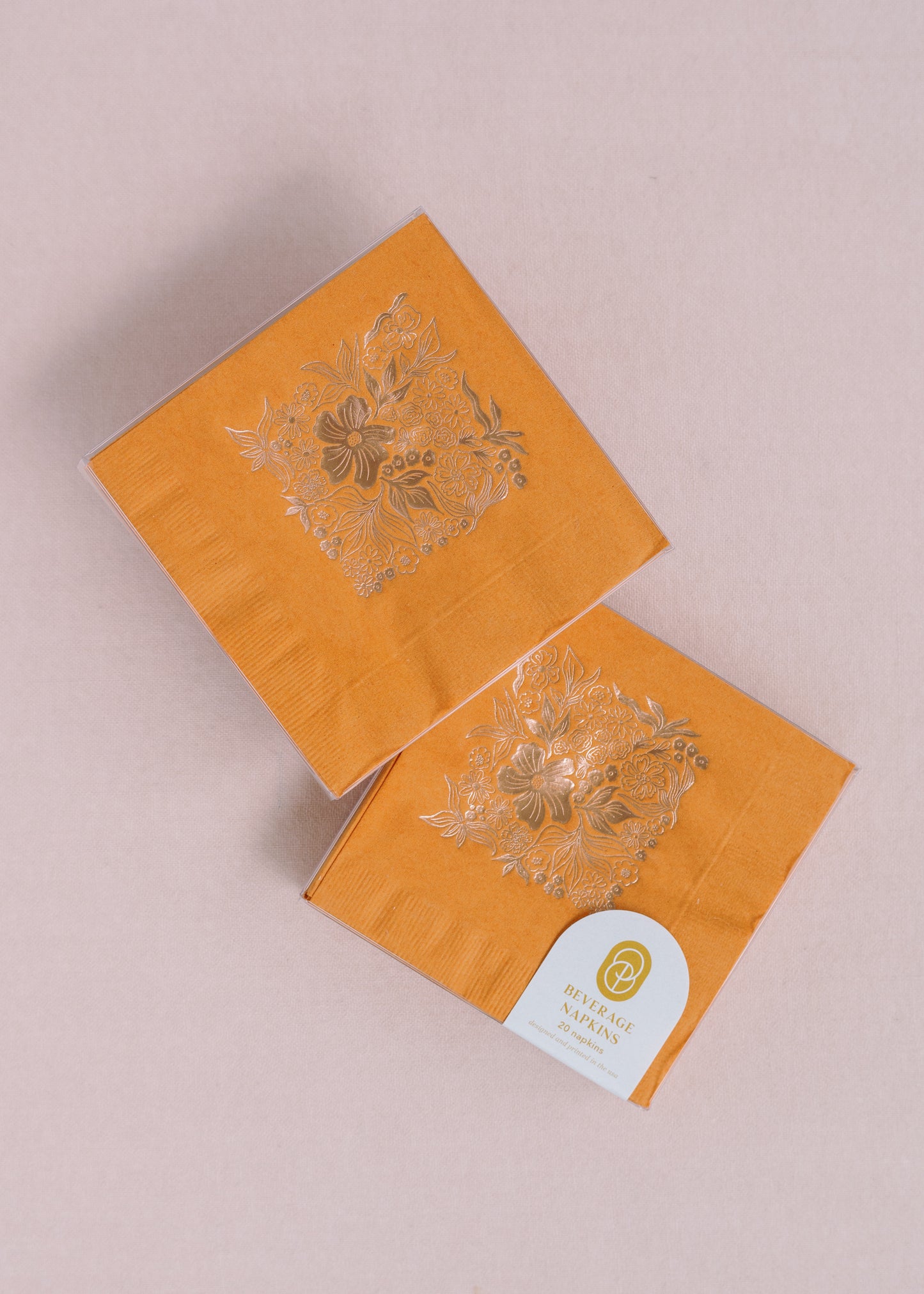 Silver Floral Cocktail Paper Beverage Napkins - Set of 20