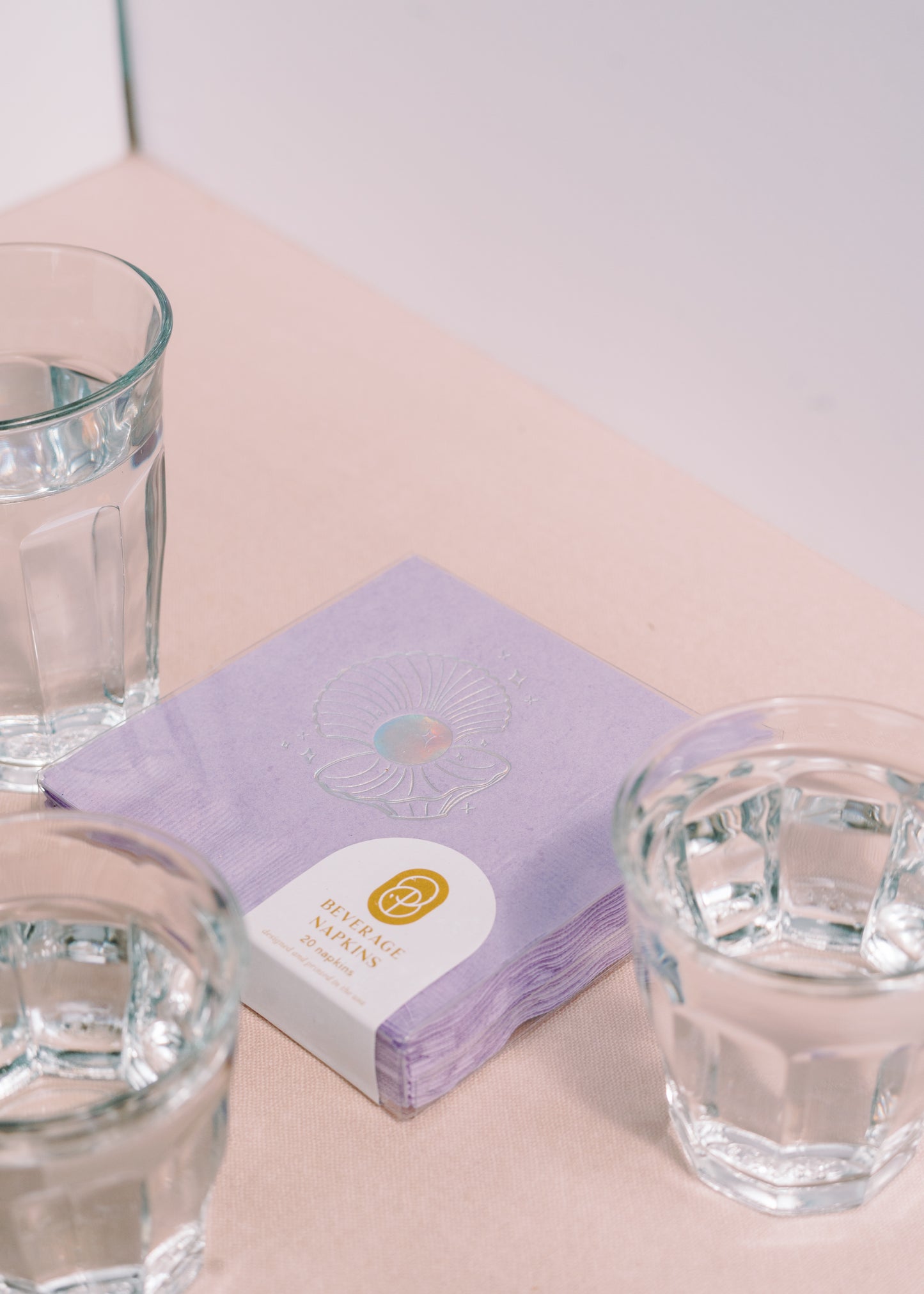 Lavender Seashell Pearl Cocktail Paper Beverage Napkins - Set of 20