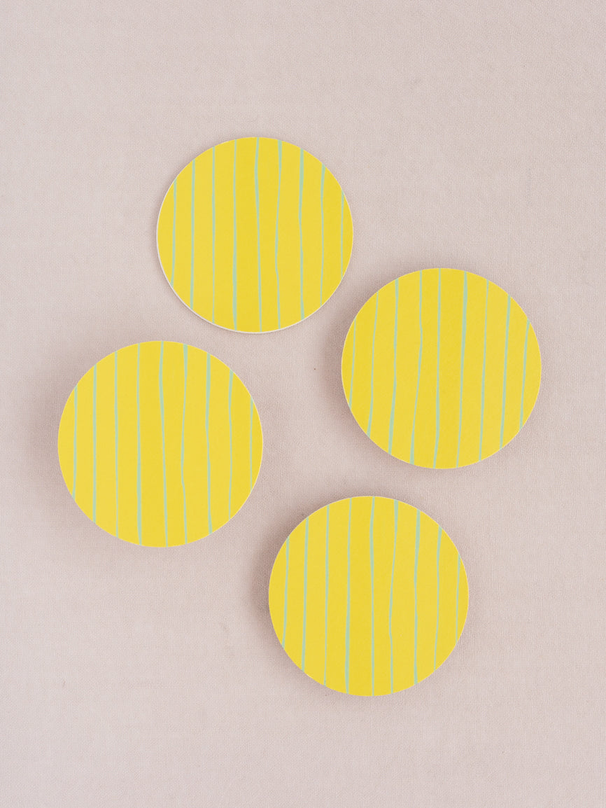 Lemon Sorbet Stripe Coasters - Set of Four