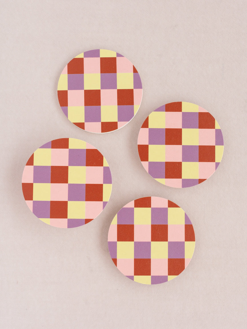 Sorbet Checkered Coasters | Set of Four