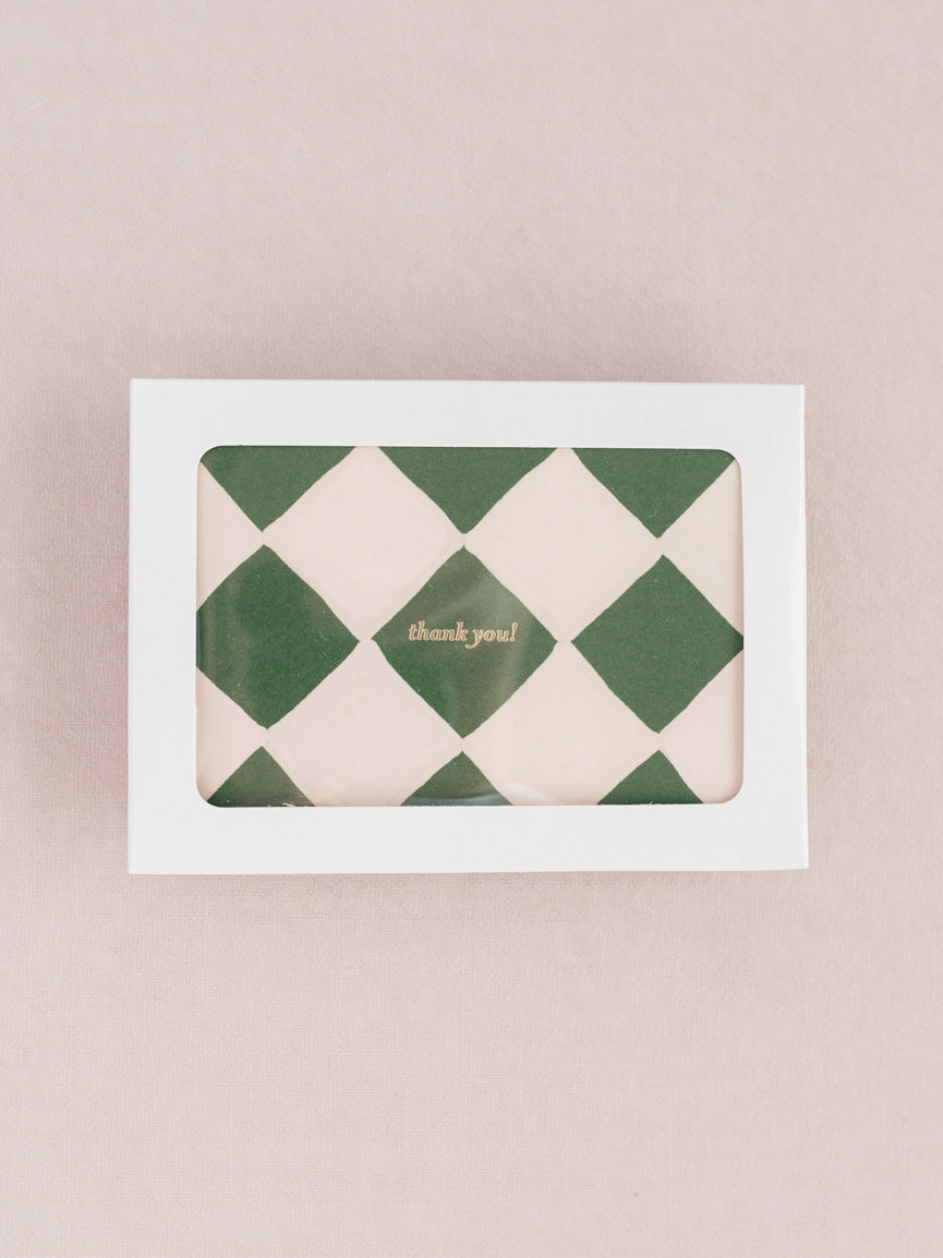 Diamonds Foil Pressed 4 Bar Folded Thank You Note - Set of 8