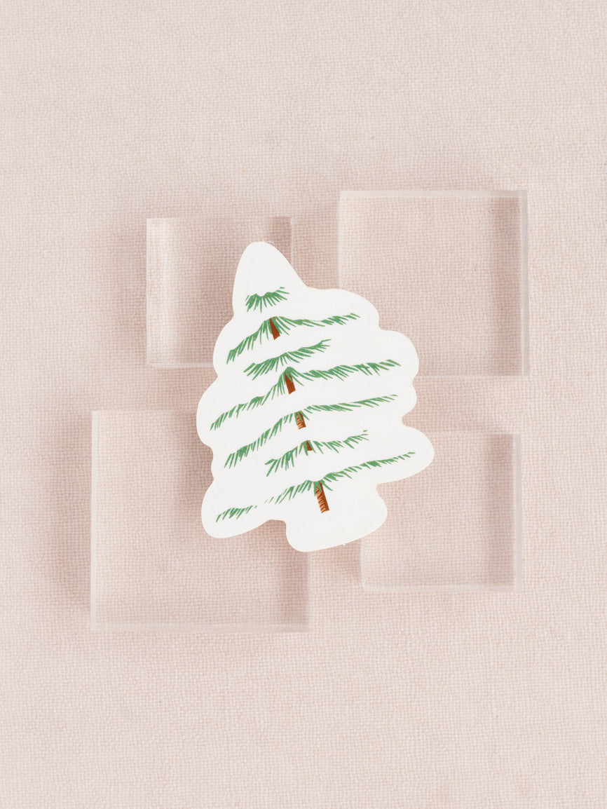 Snowy Evergreen Transparent Sticker
