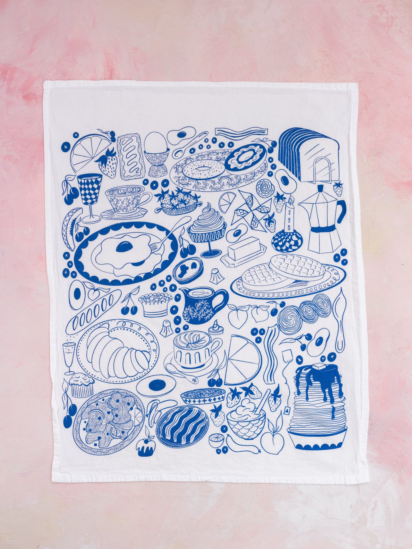 Dream Brunch Breakfast Illustration Flour Sack Tea Towel