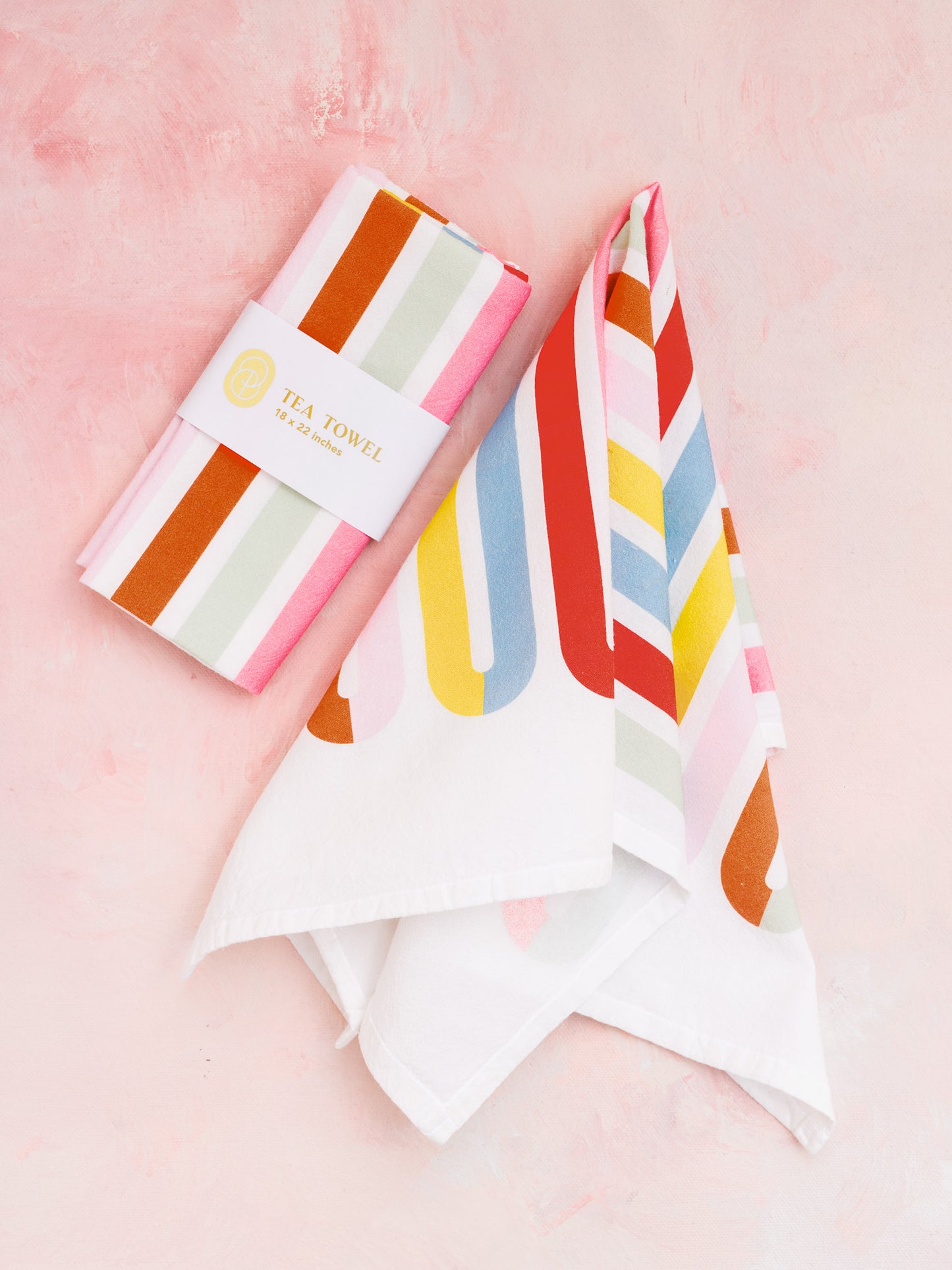 Squiggle Stripes Modern Bright Colorful Flour Sack Tea Towel