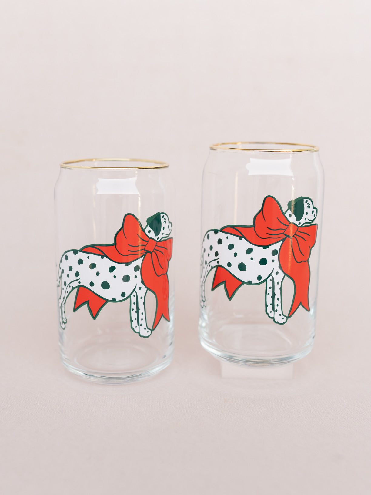Holiday Dalmatian 16 Oz Soda Can Glass