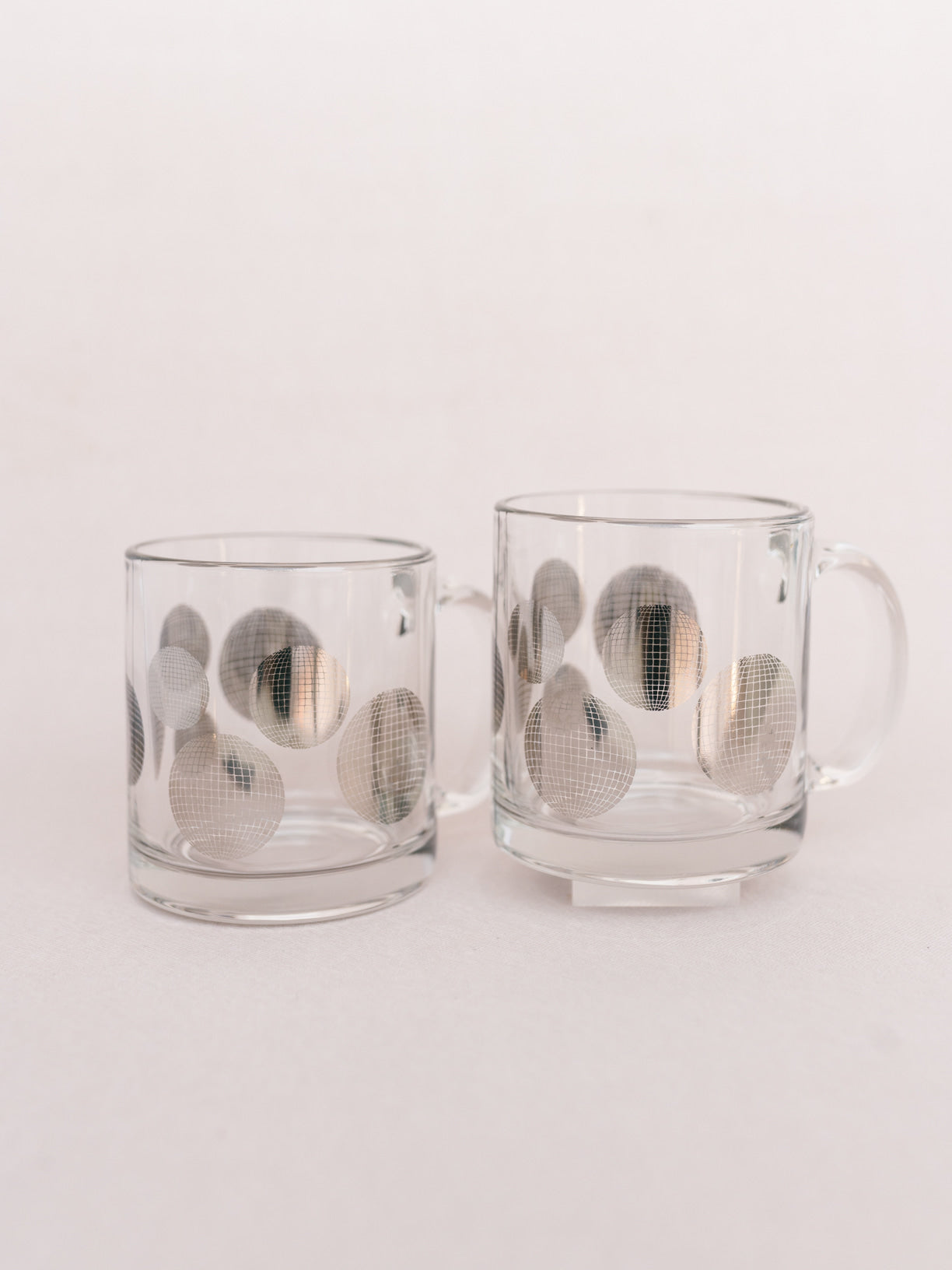 Disco Ball Silver Clear Glass Mug