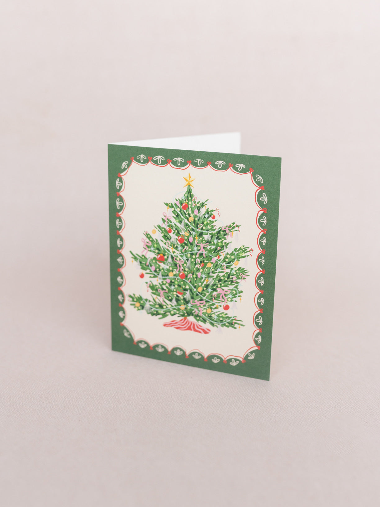 Classic Green Christmas Tree A2 Folded Greeting Card - Set of 8