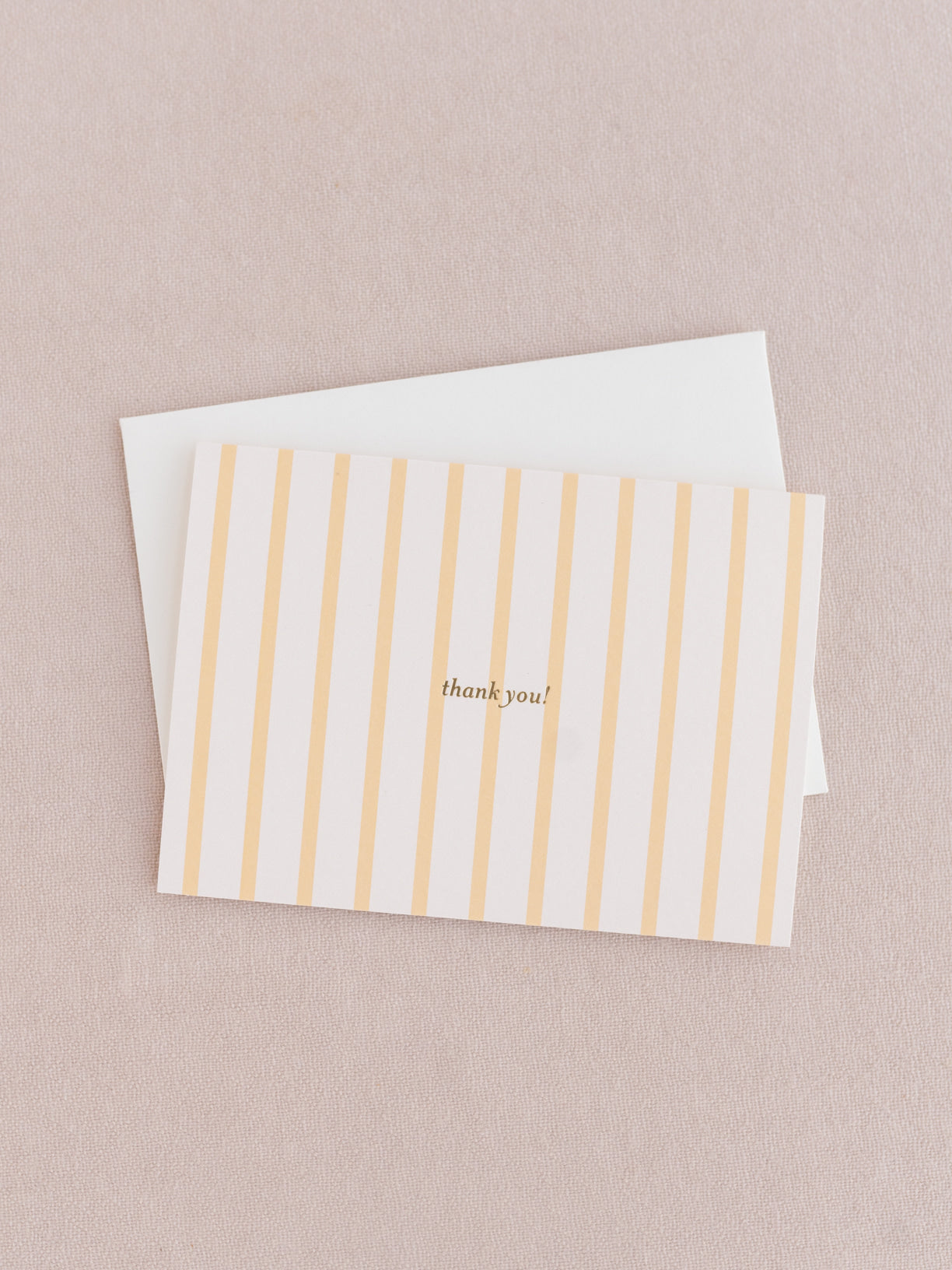 French Stripe Yellow and Blush Foil Pressed 4 Bar Folded Thank You Note - Set of 8