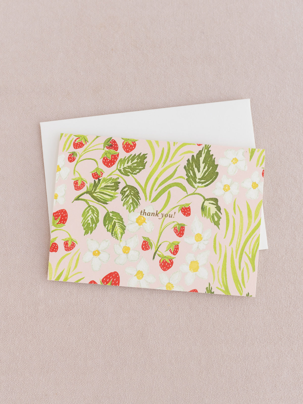 Strawberry Fields Foil Pressed 4 Bar Folded Thank You Note - Single Card