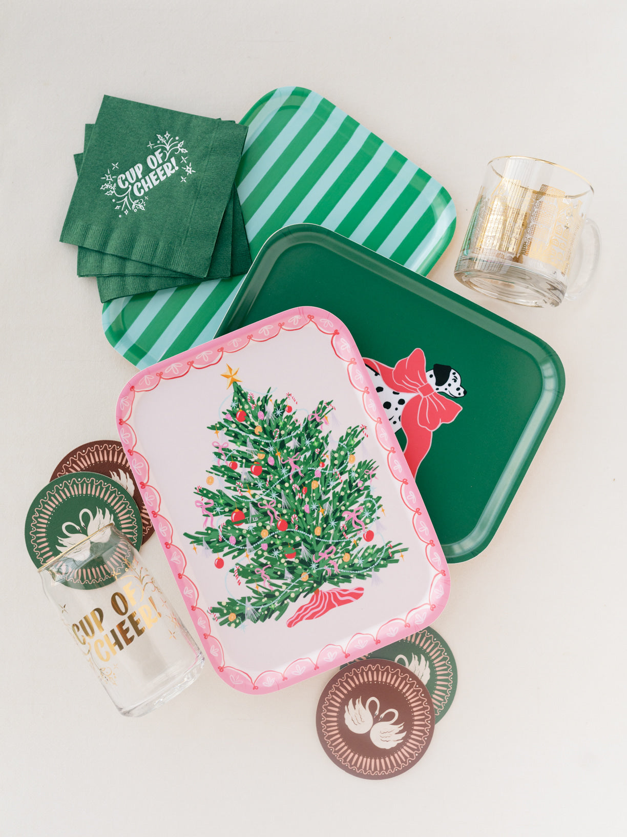 Classic Christmas Tree Bent Birch/Melamine Serving Tray Platter