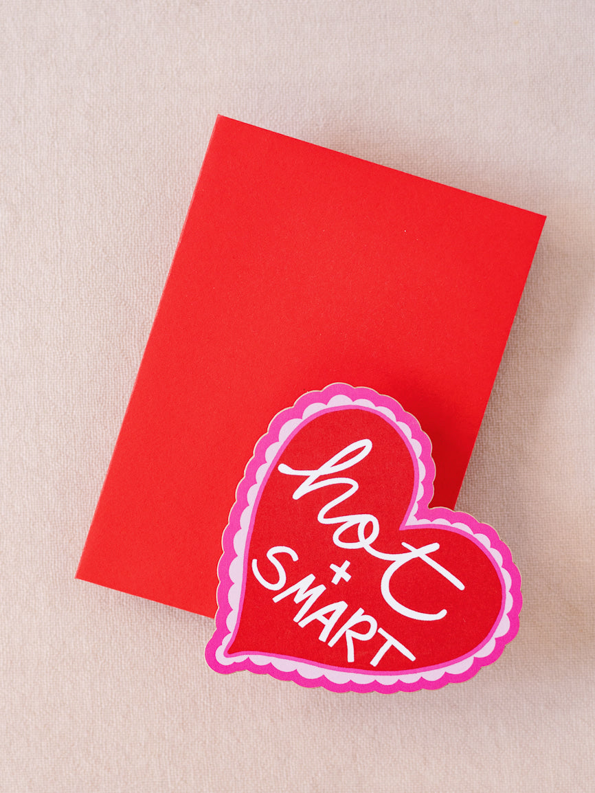 Hot and Smart Heart Mini Flat Die Cut Greeting Card - Single