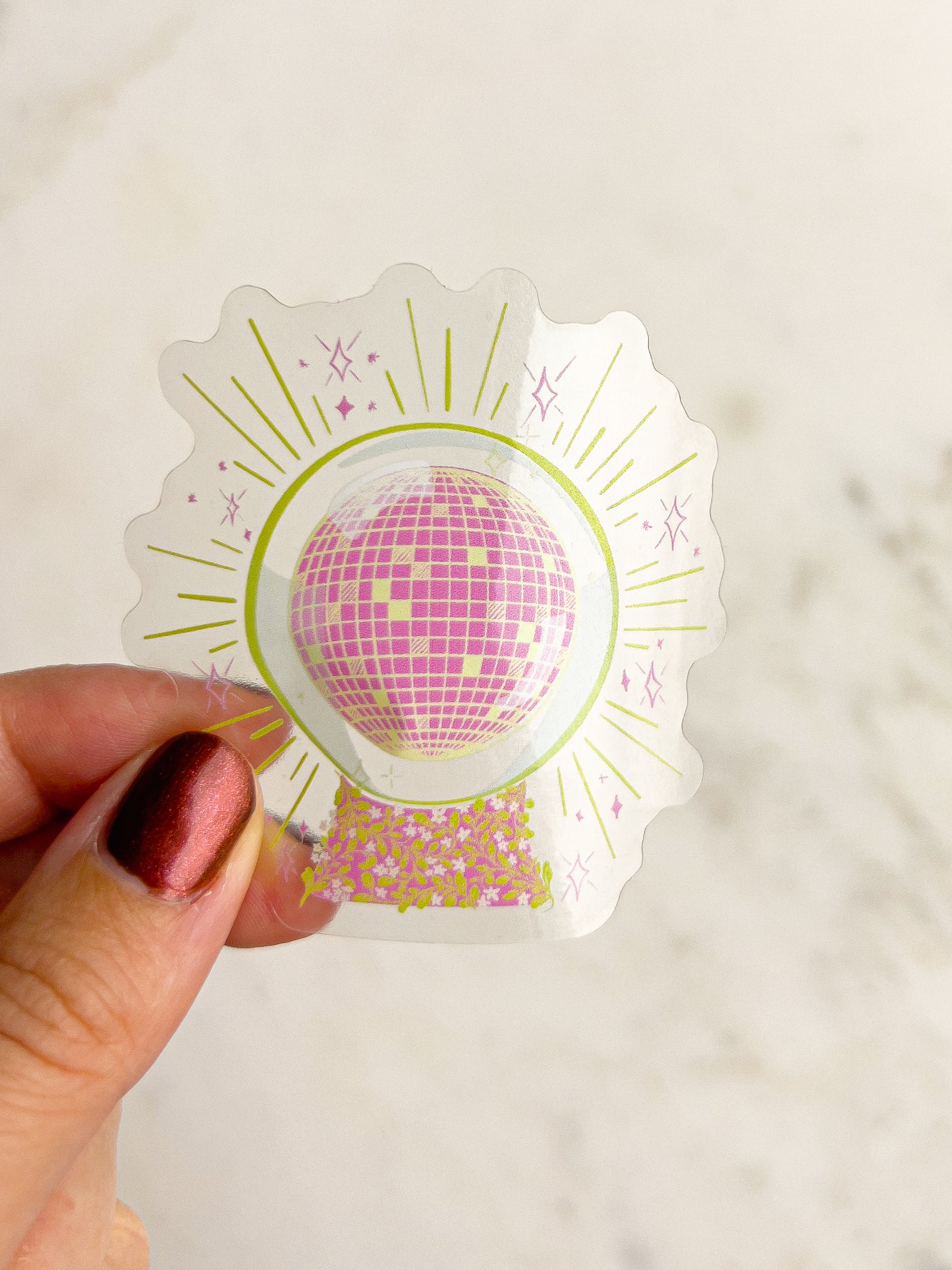 Disco Vision Crystal Ball Transparent Halloween Sticker