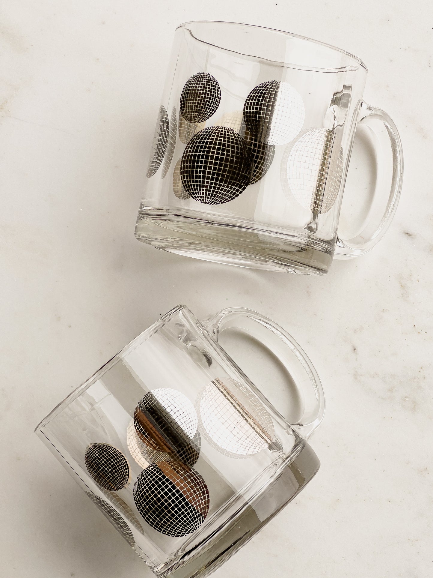 Disco Ball Silver Clear Glass Mug