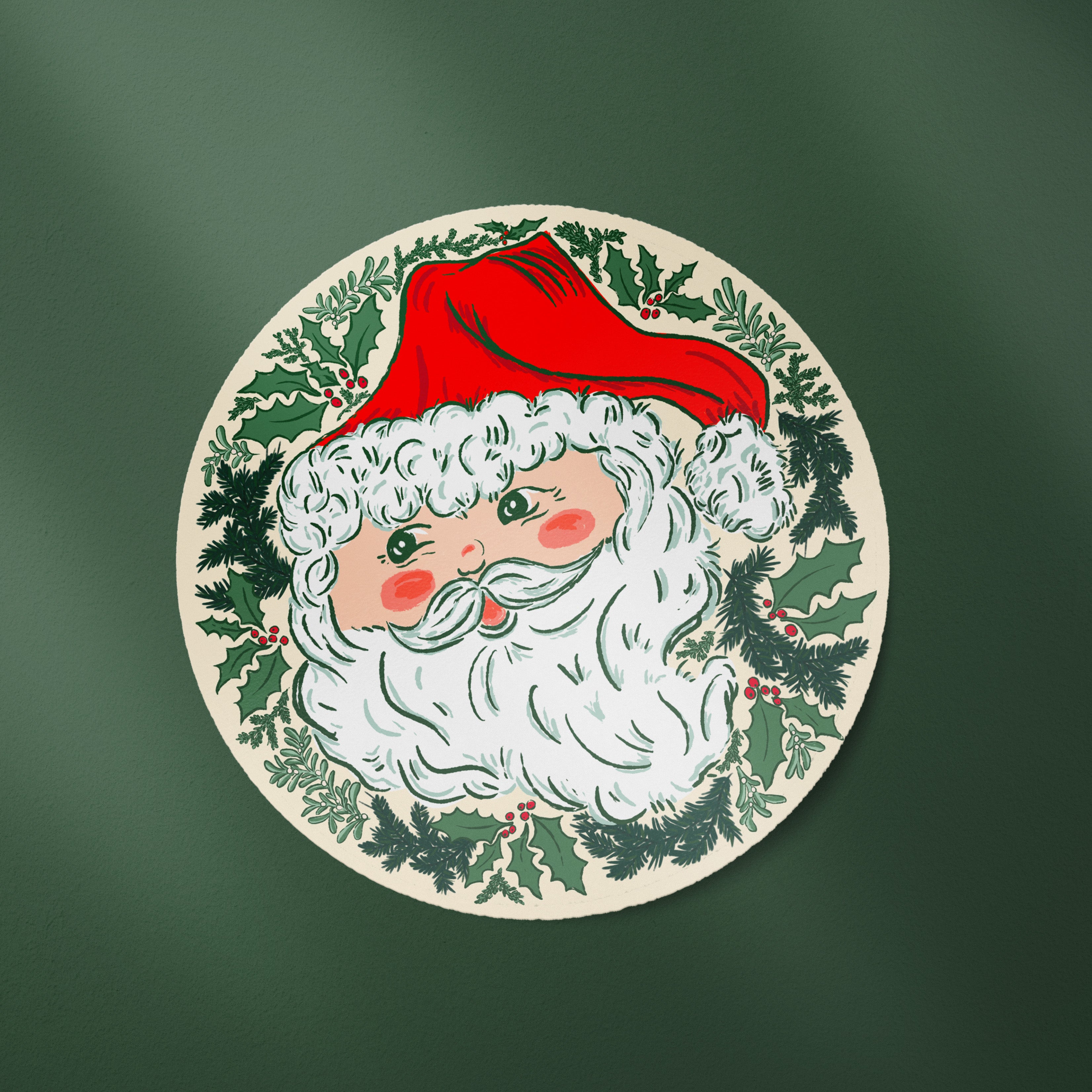 Round Jolly Santa Face Sticker