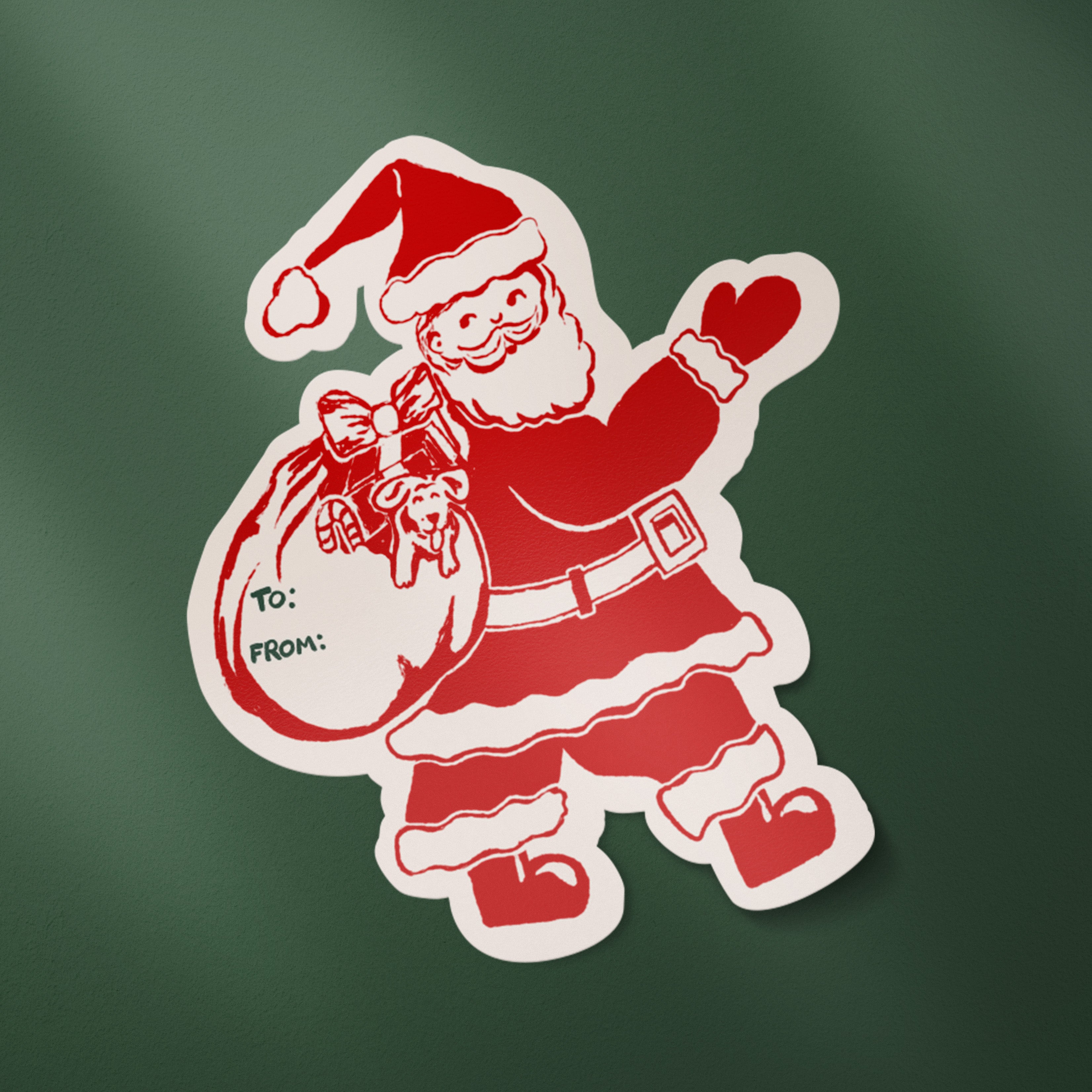 Holly Jolly Vintage Santa Matte Gift Label Sticker