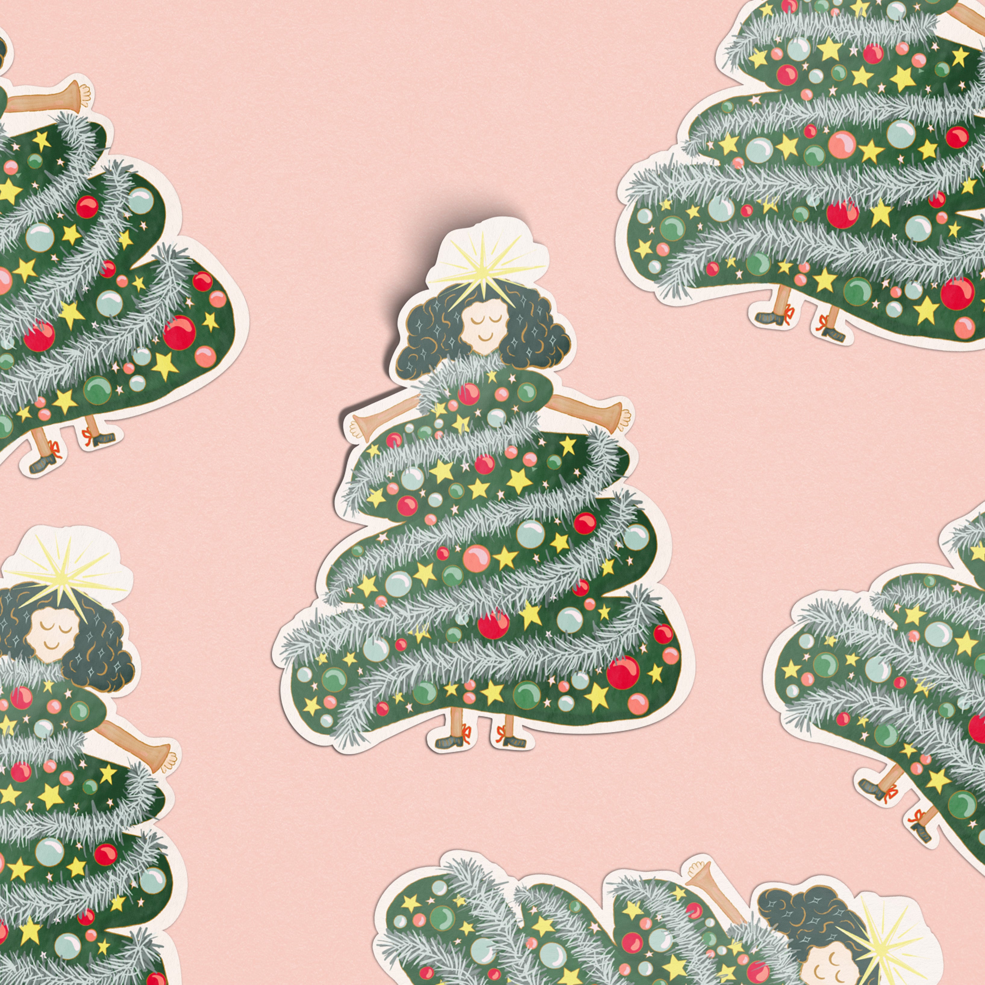 Christmas Tree Lady Sticker