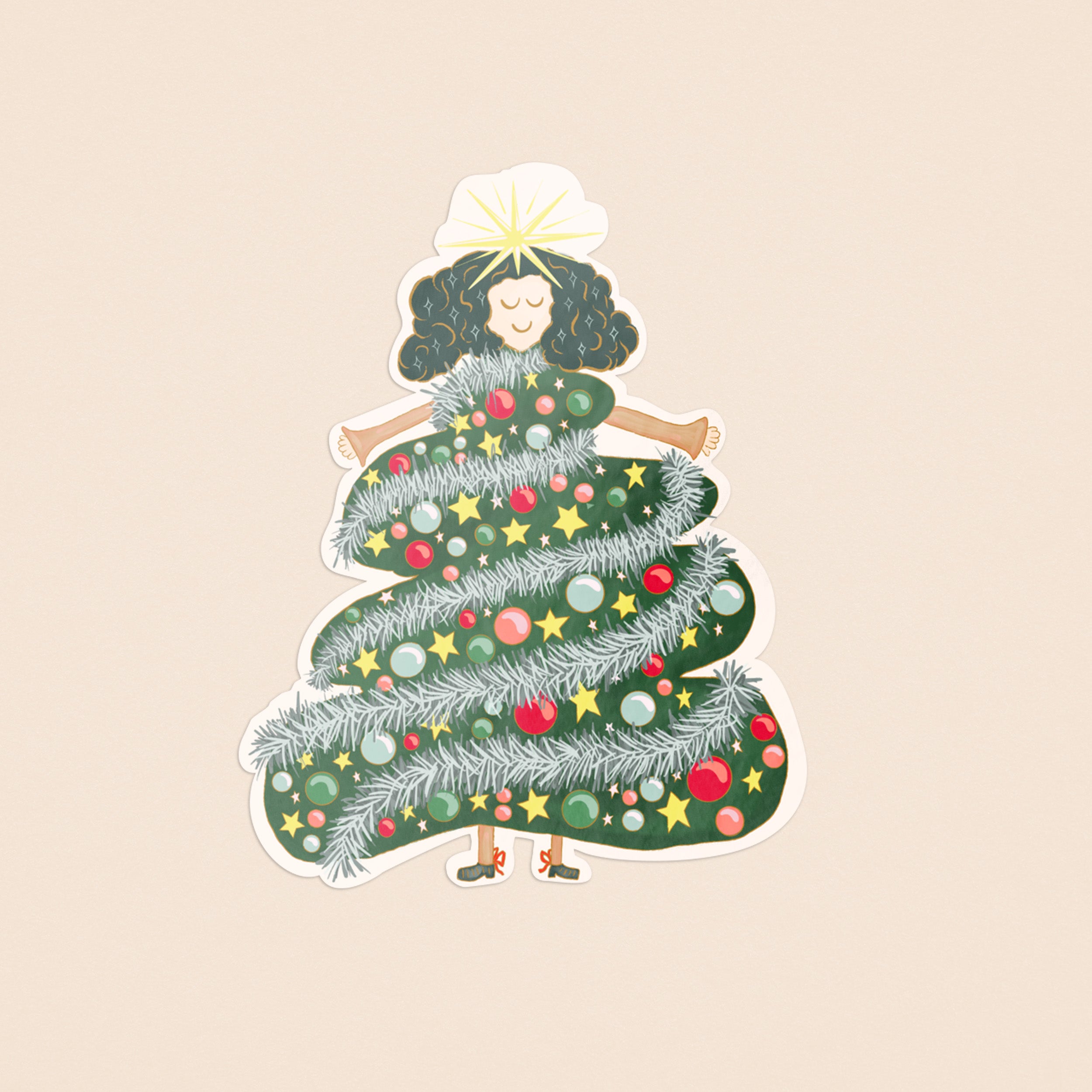Christmas Tree Lady Sticker