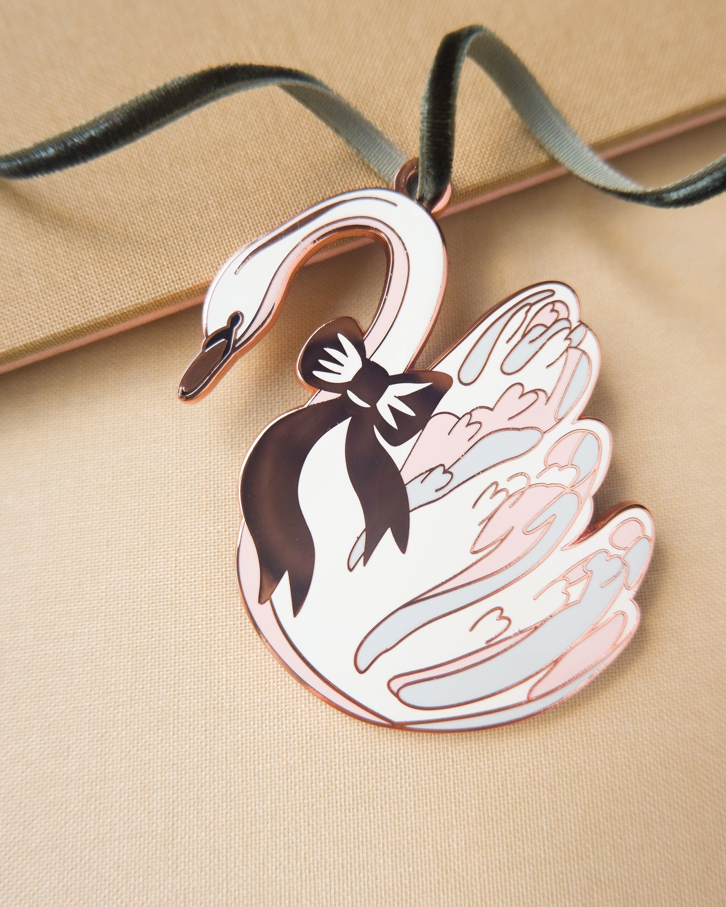 Winter Swan Enamel Christmas Tree Ornament