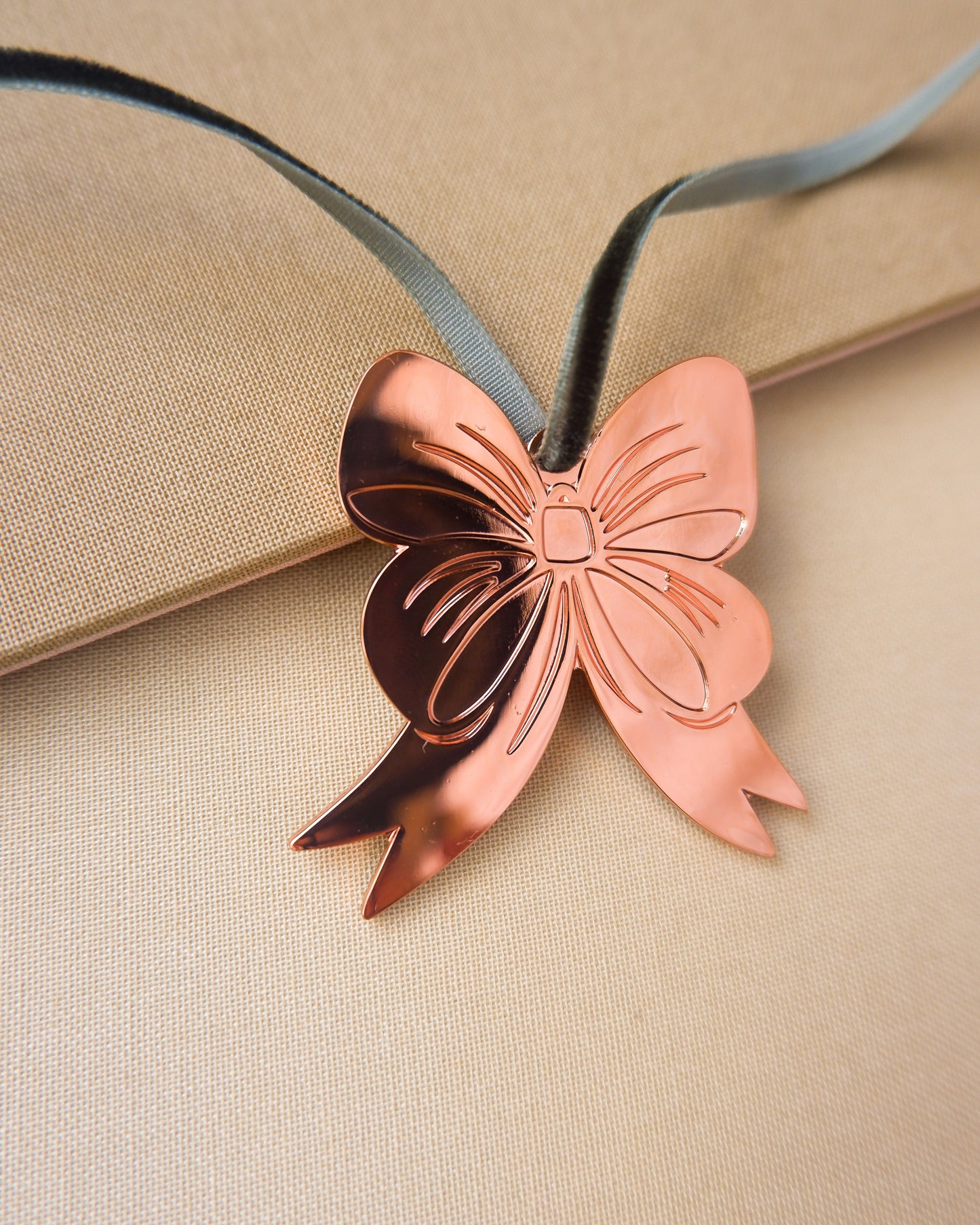 Festive Bow Die Struck Metal Christmas Tree Ornament