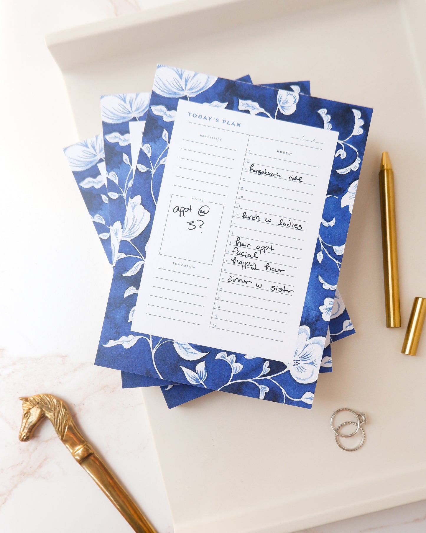 Elegant Blue Daily Planner Notepad