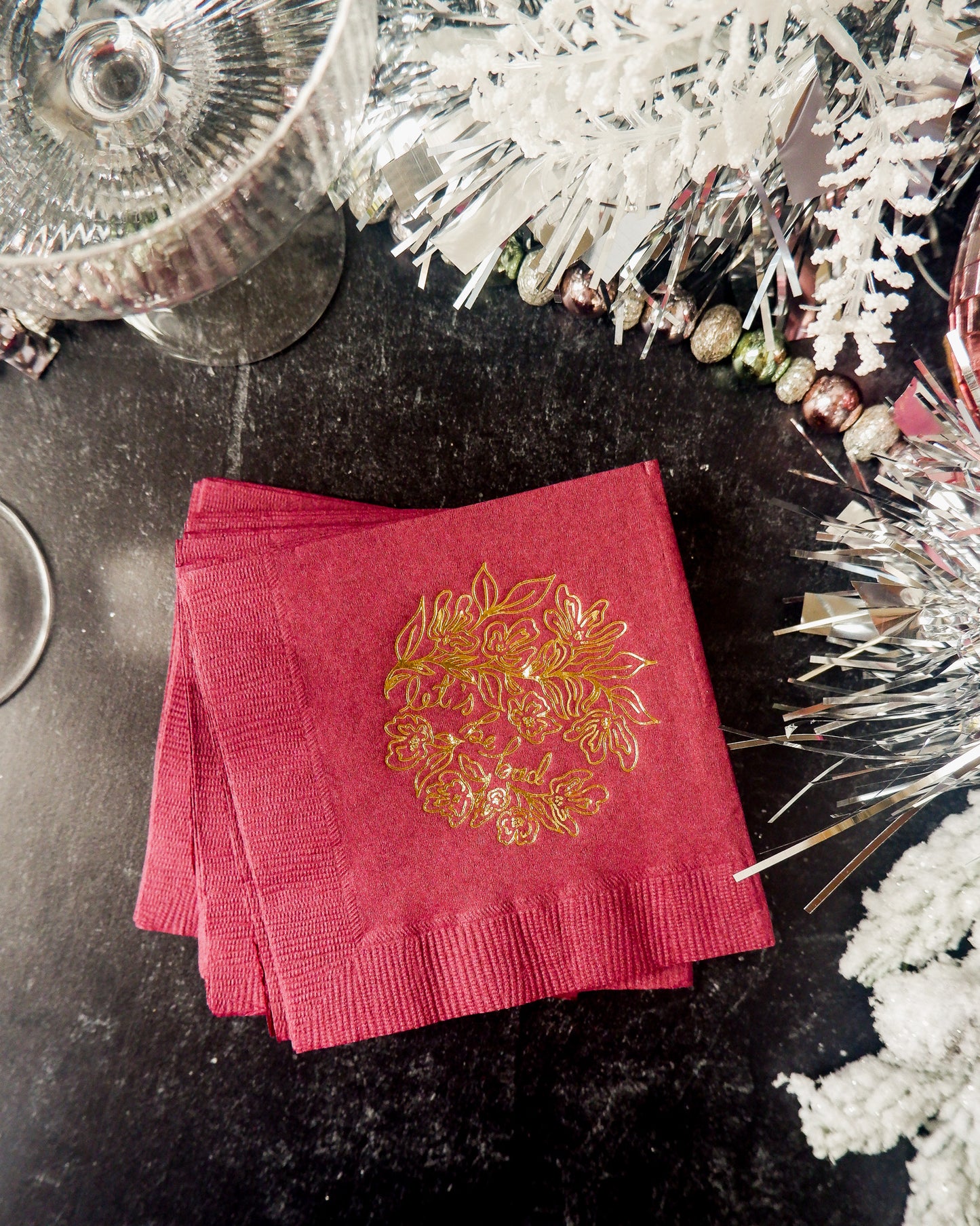 Let's Be Bad Floral Cocktail Napkins - Set of 20