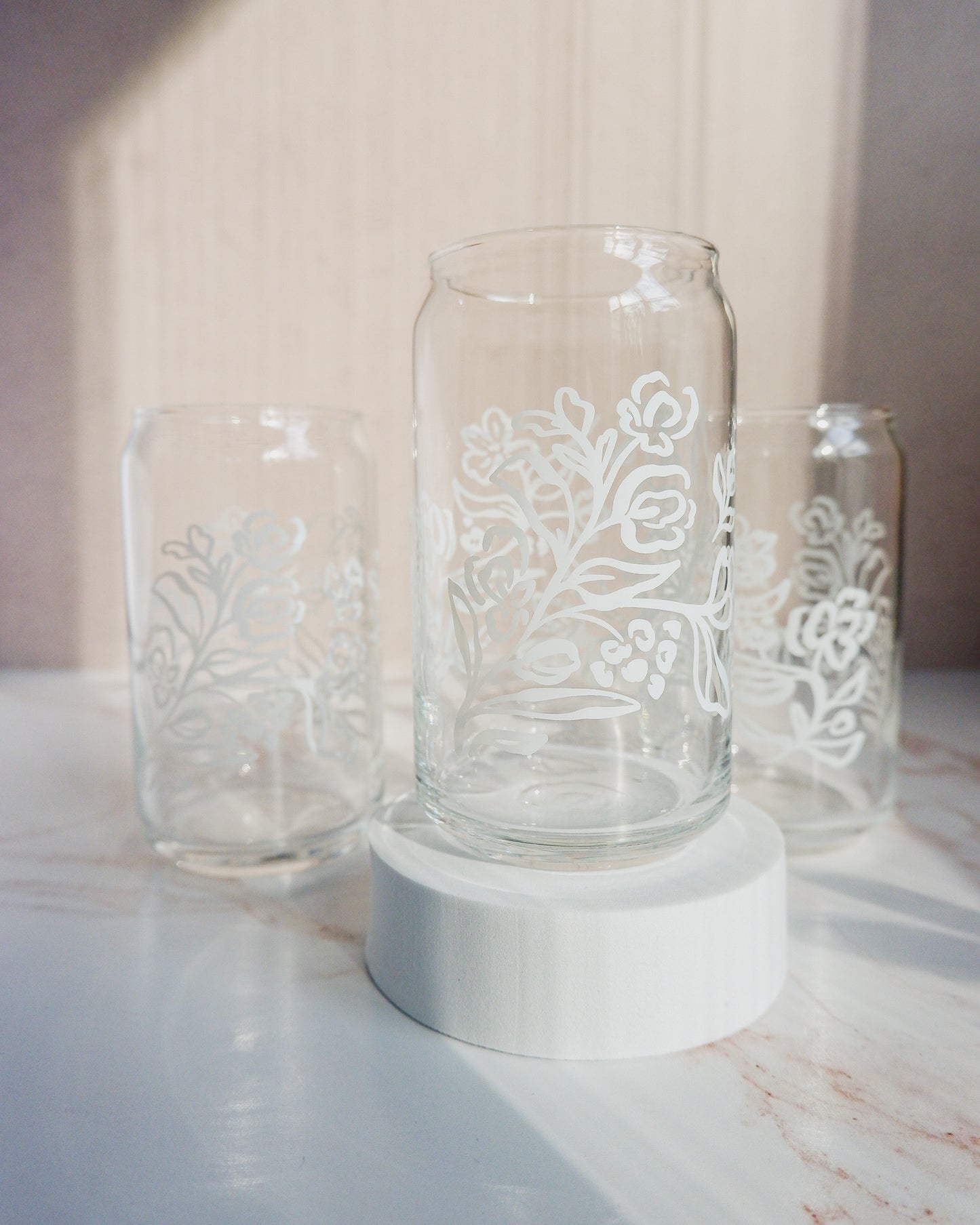 Expressive Florals 16 oz Soda Can Glass