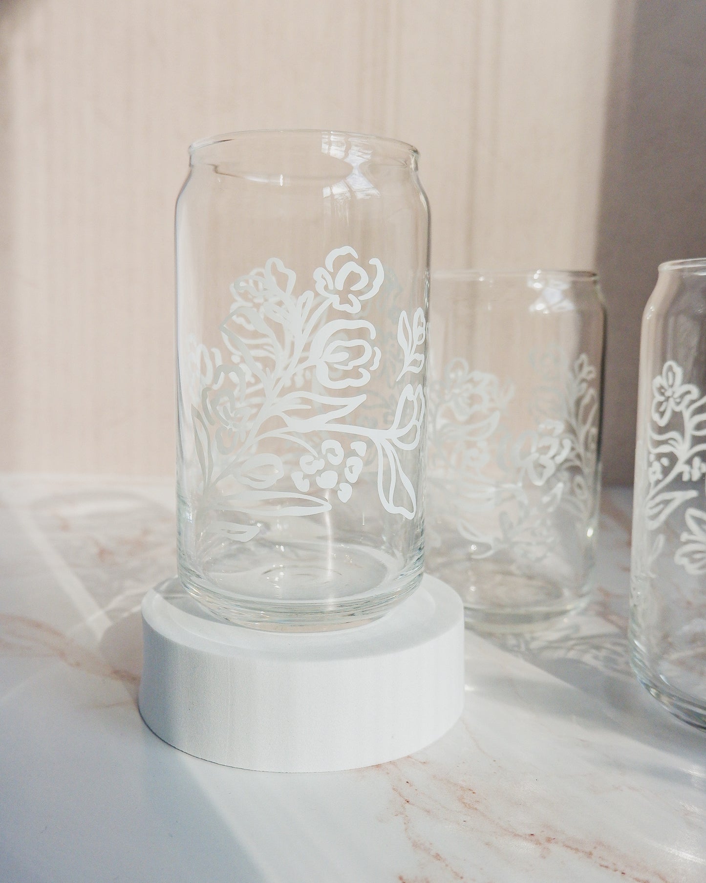 Expressive Florals 16 oz Soda Can Glass