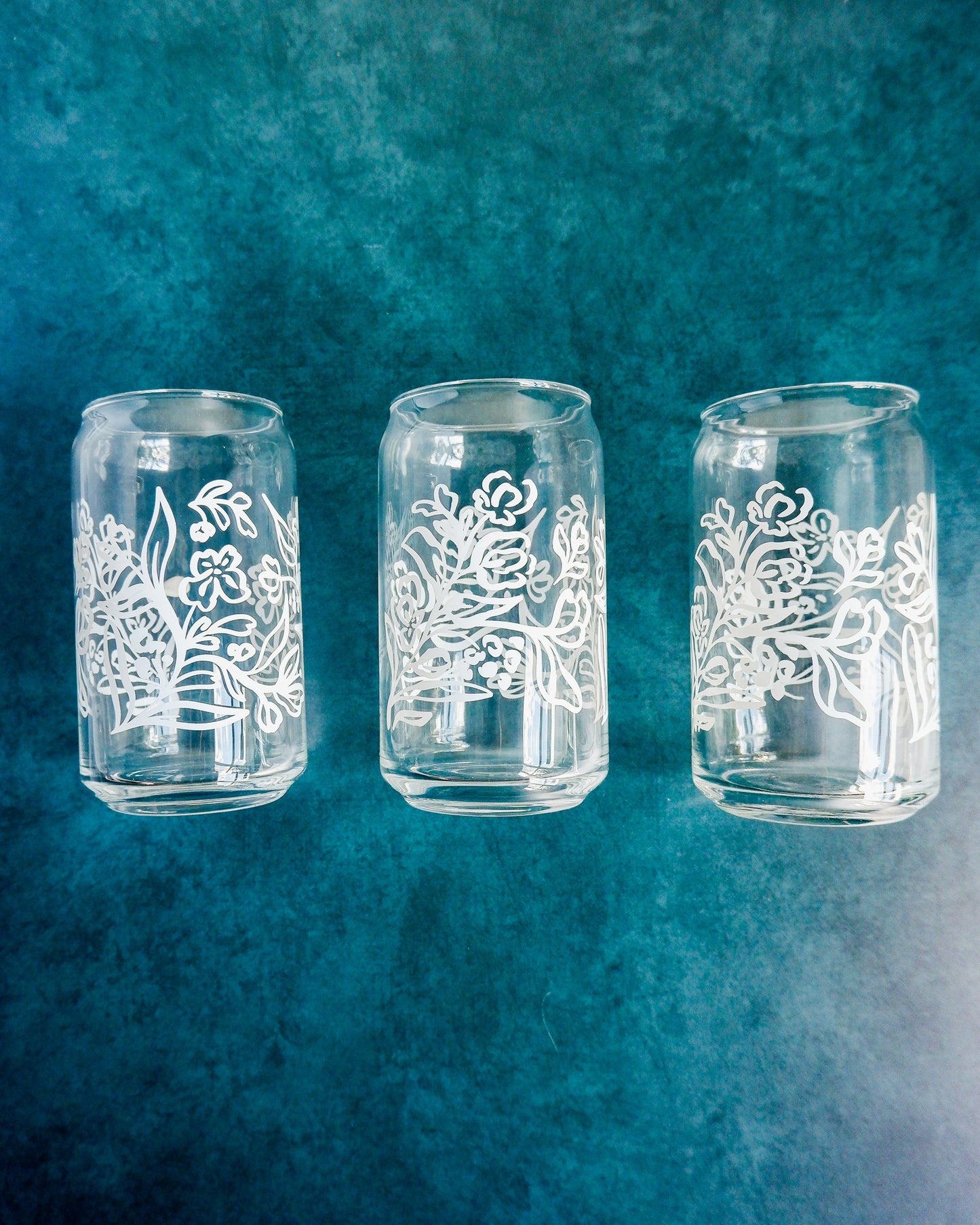Expressive Florals 16 oz Soda Can Glass