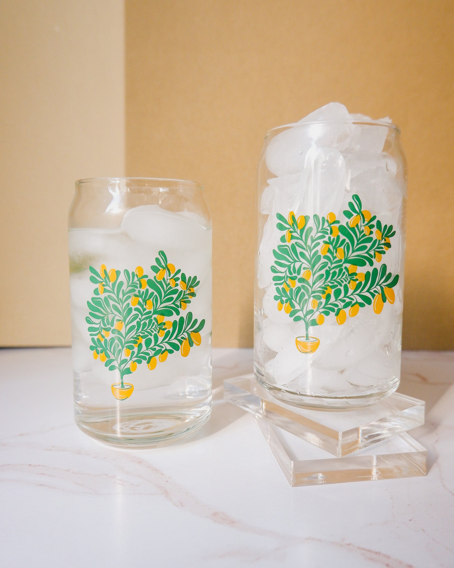 Orange Tree 16 oz Soda Can Glass
