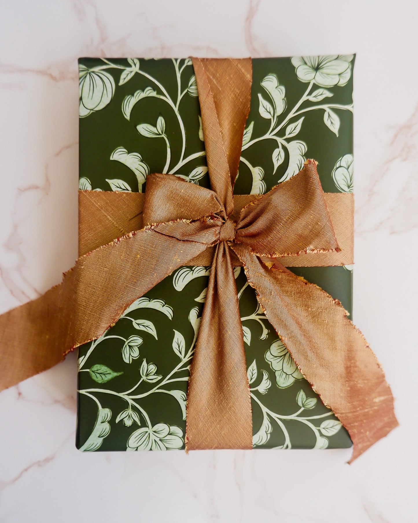 Green Floral and Mint Striped Double Sided Gift Wrap | Set of Three Sheets