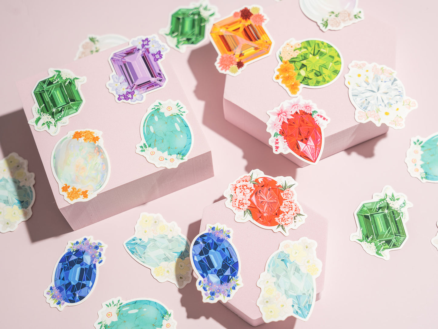 aquamarine gemstone birthstone floral sticker