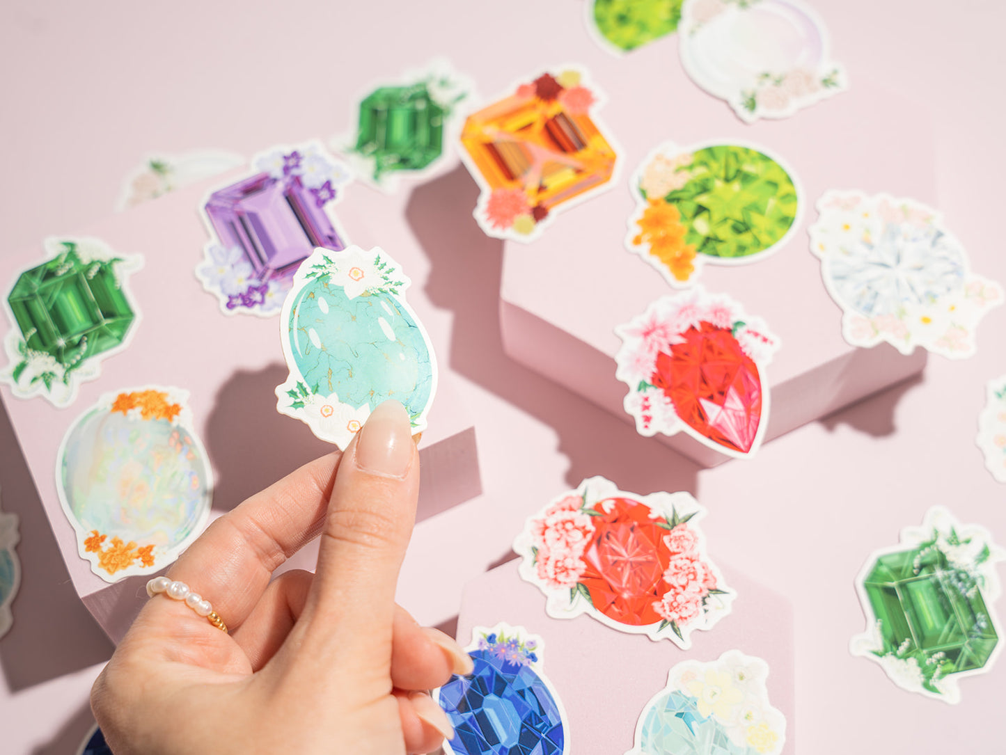 turquoise gemstone birthstone floral sticker