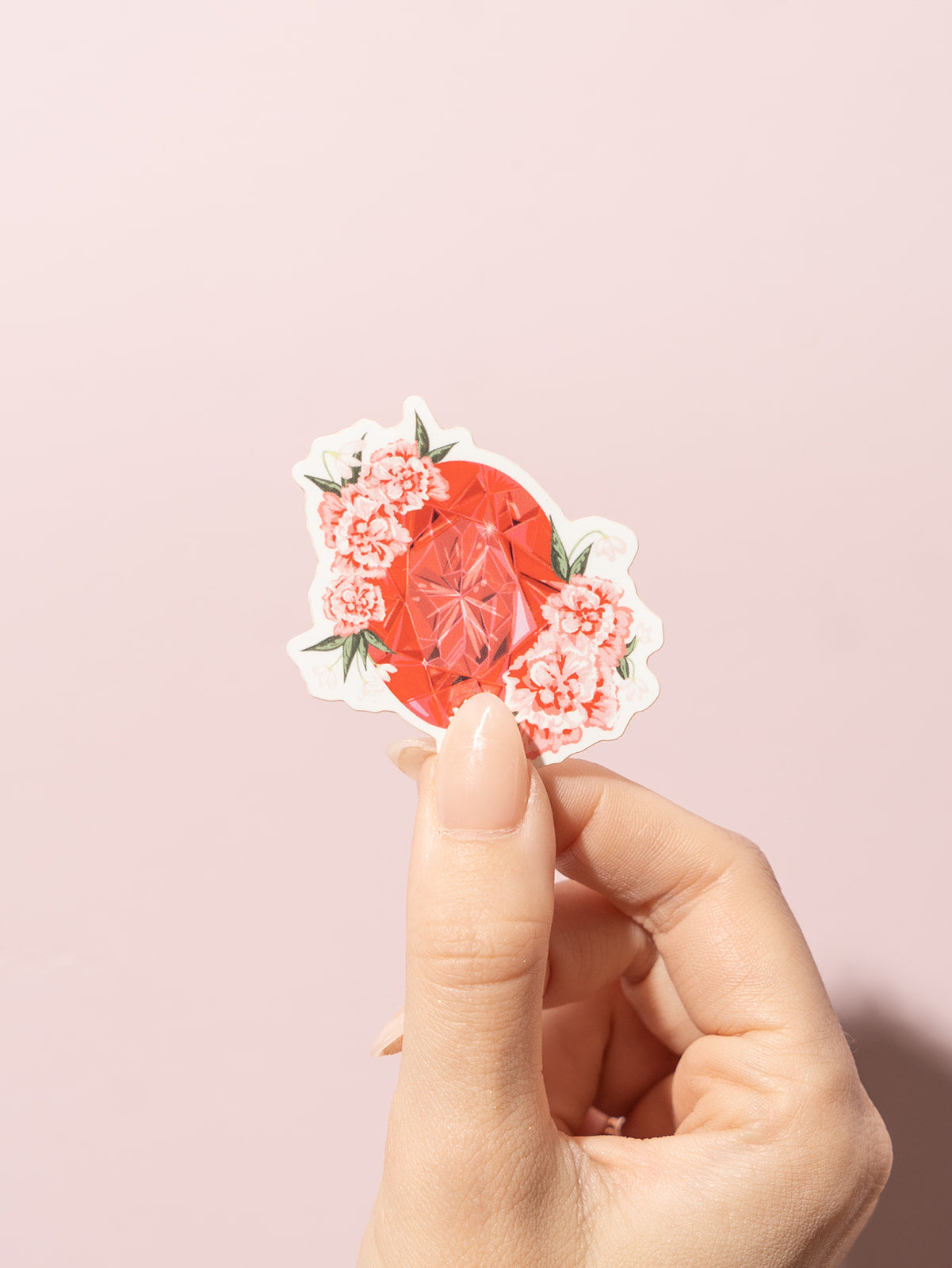 garnet gemstone birthstone floral sticker