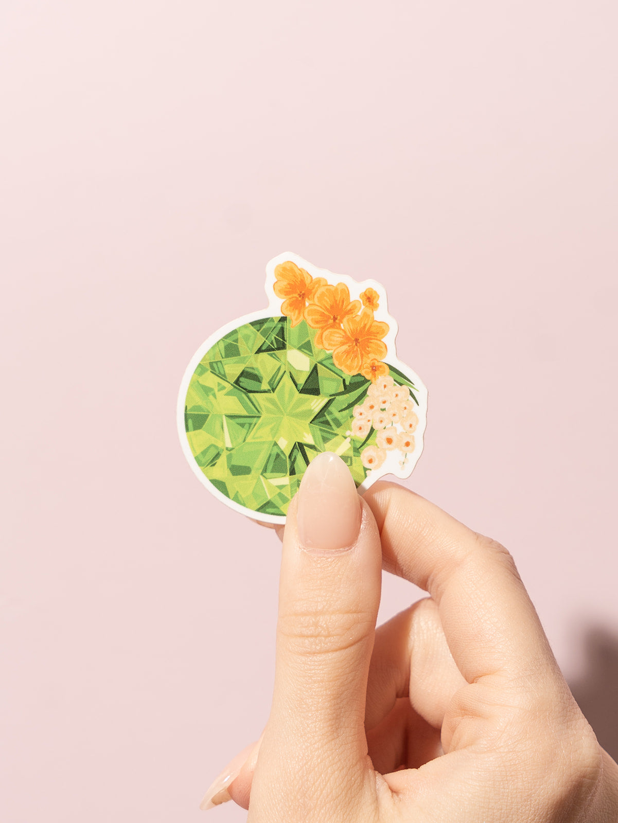 peridot gemstone birthstone floral sticker