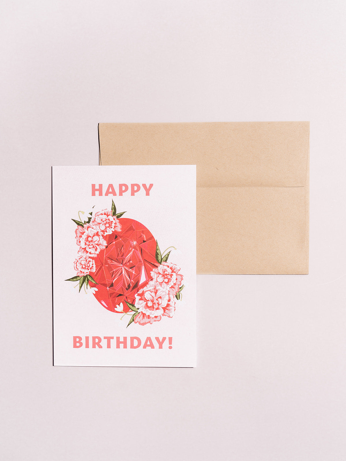 january garnet birth stone birthday card with kraft envelope
