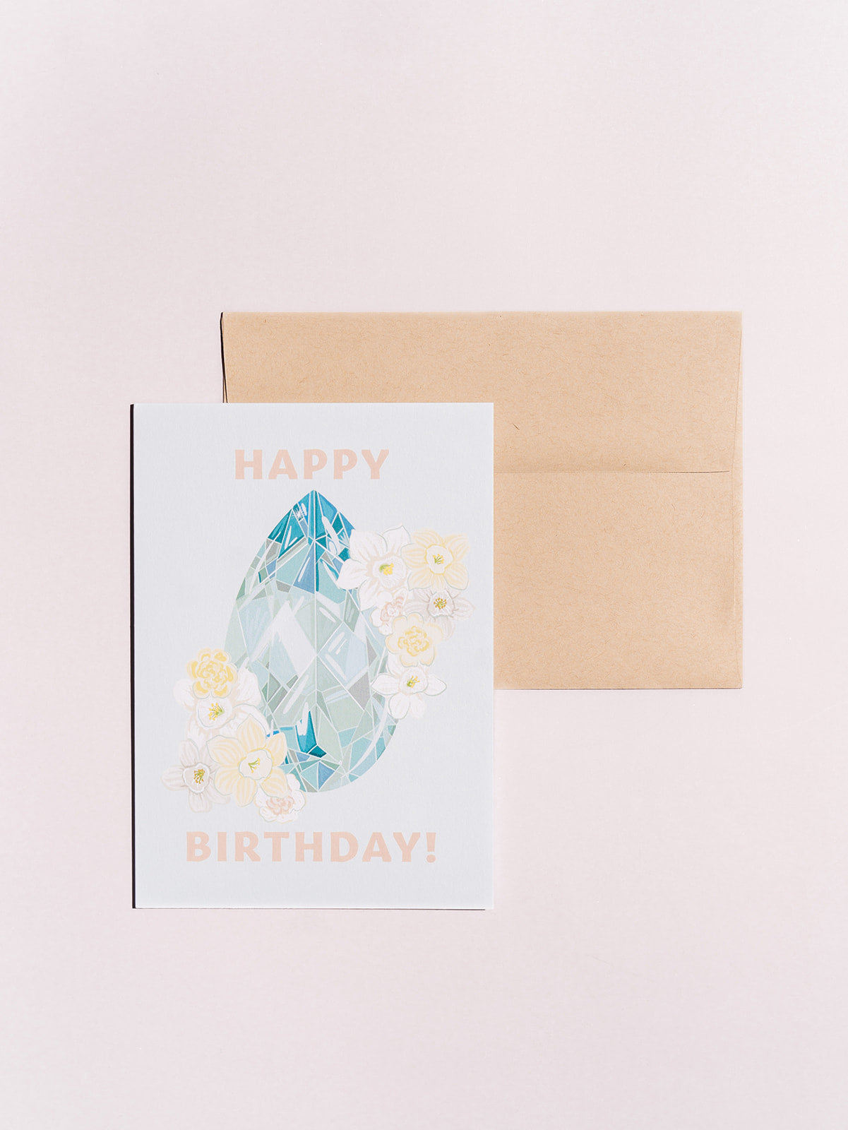 march aquamarine birthstone gem stone birthday card with kraft envelope