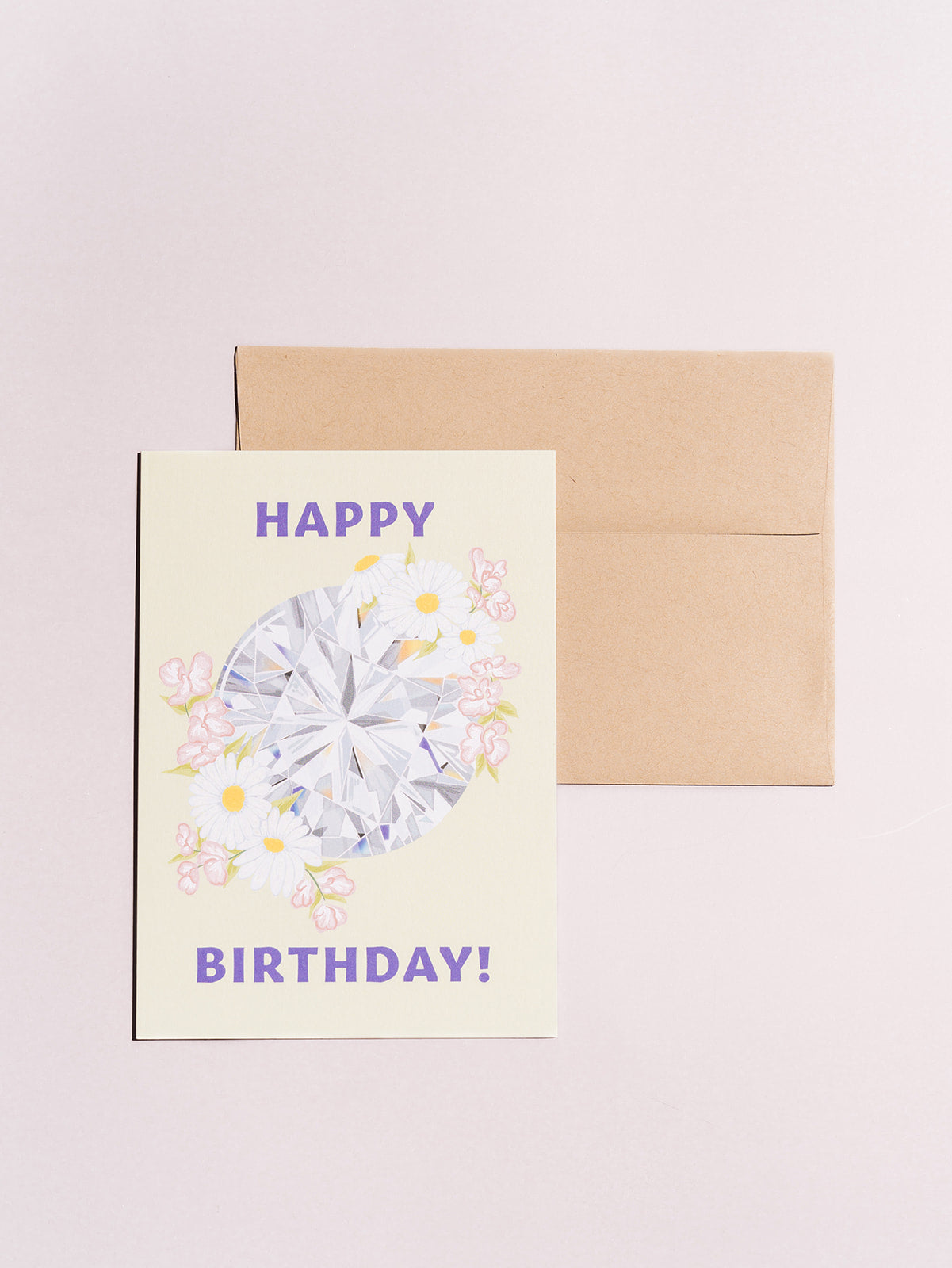 april diamond birthstone gem stone birthday card with kraft envelope