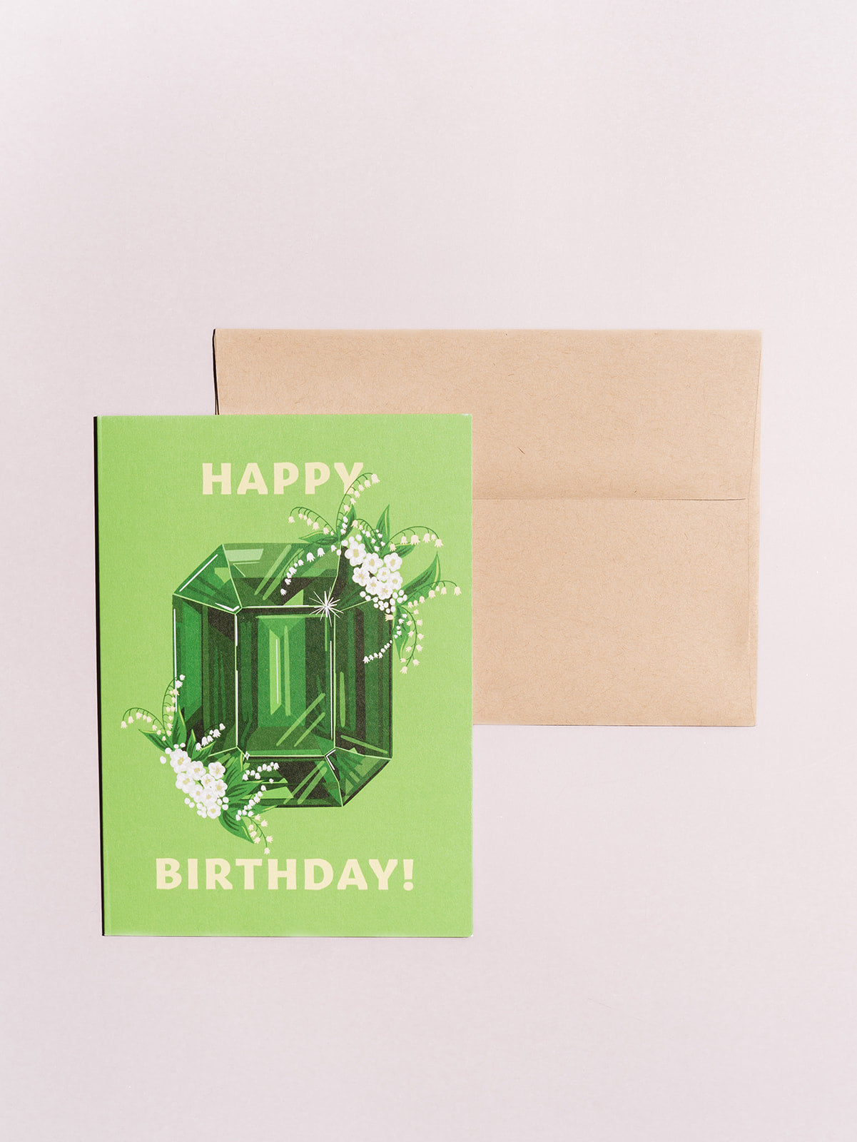 may emerald birthstone gem stone birthday card with kraft envelope