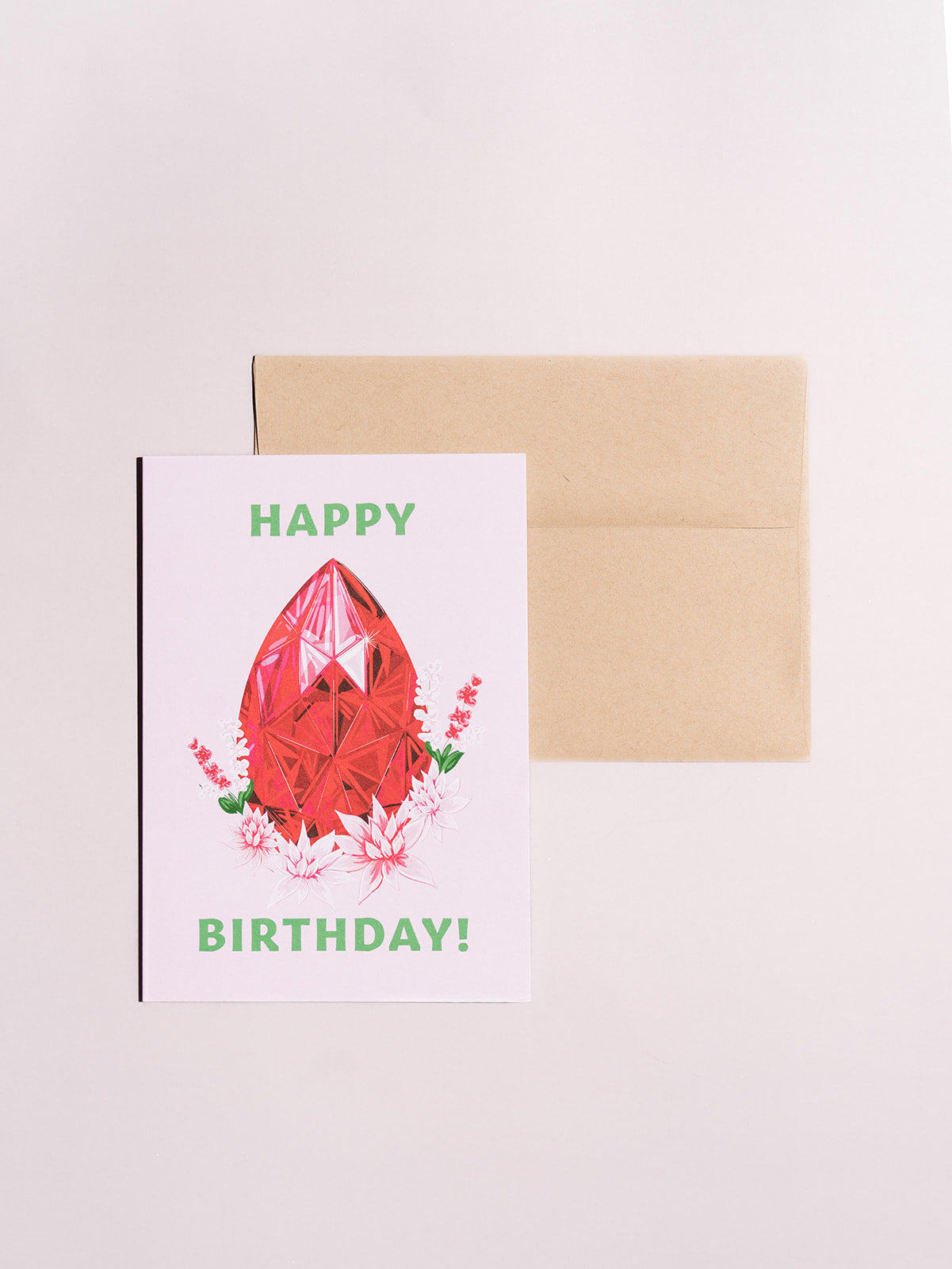 july garnet birthstone gem stone birthday card with kraft envelope