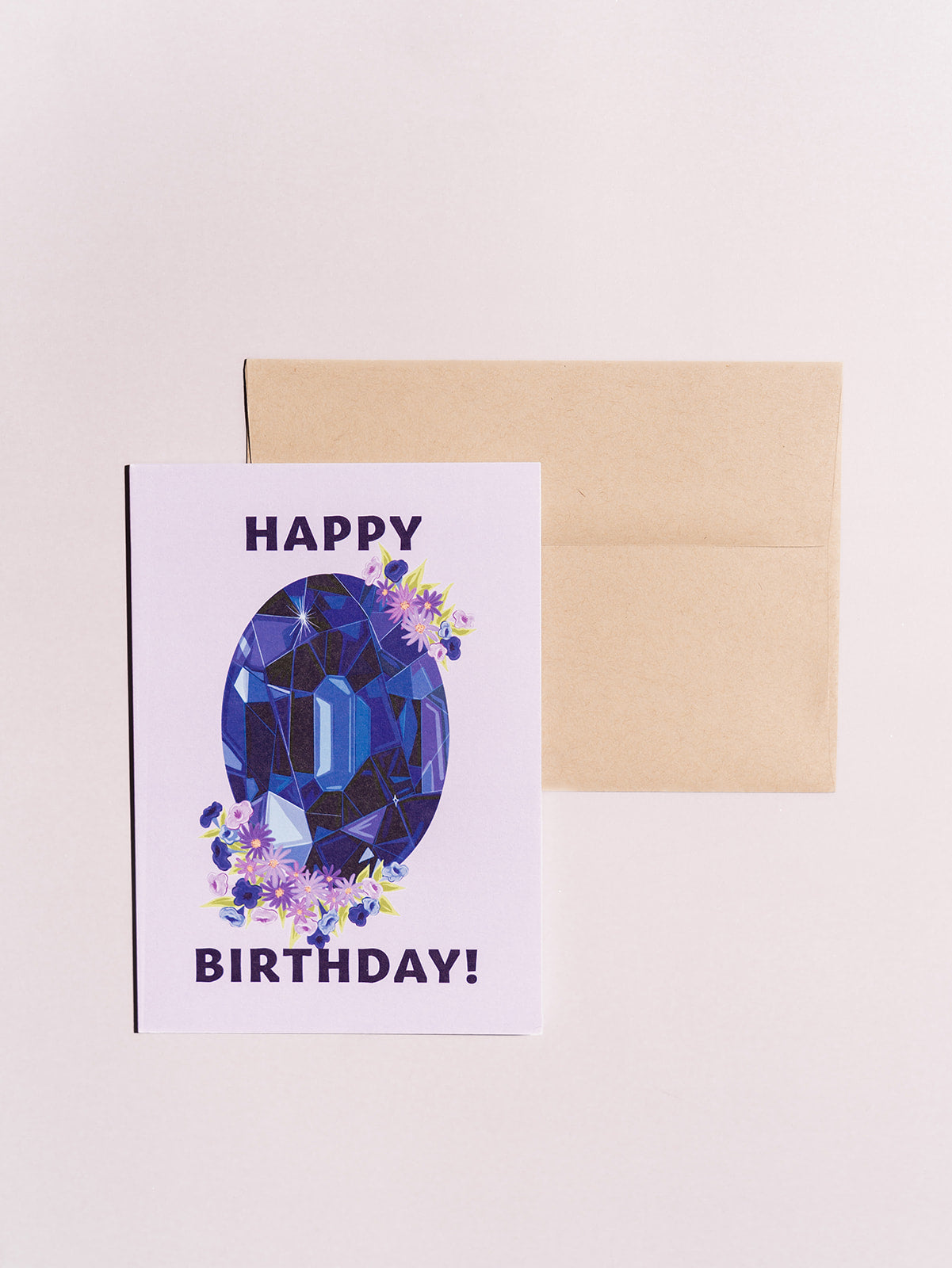 september sapphire birthstone gem stone birthday card with kraft envelope