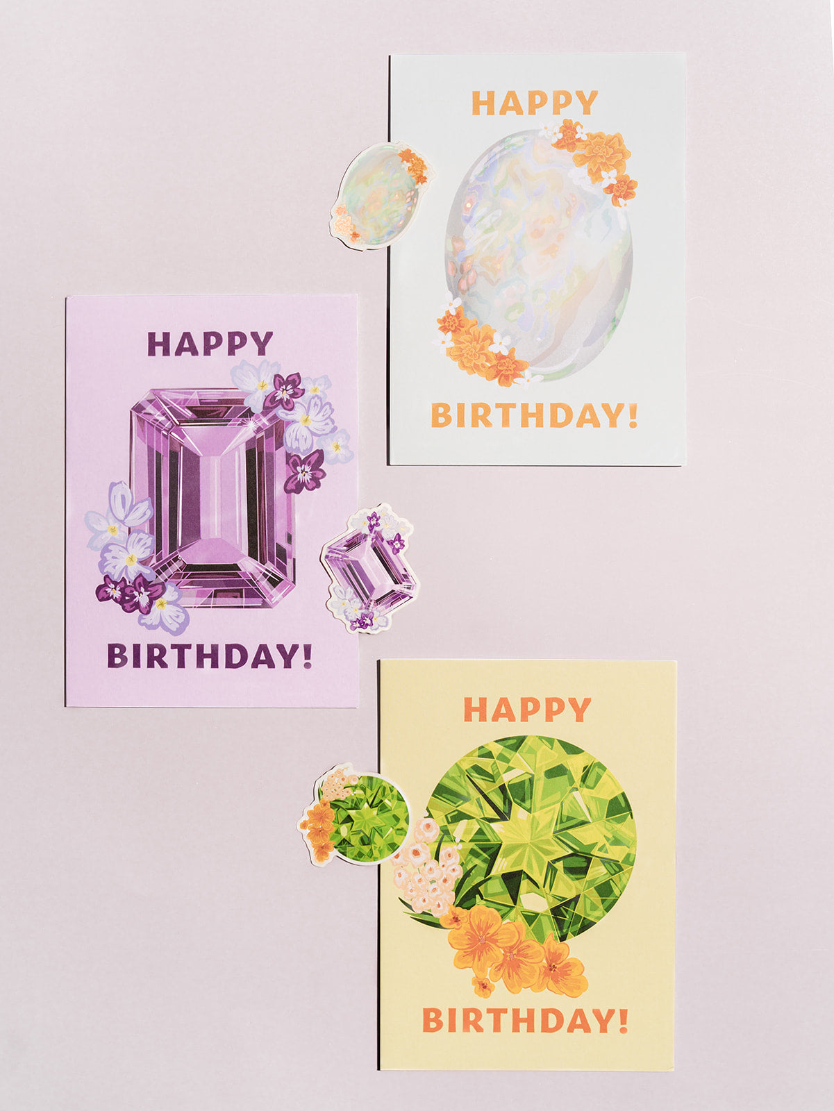 12 month pack birthstone gem stone birthday card set