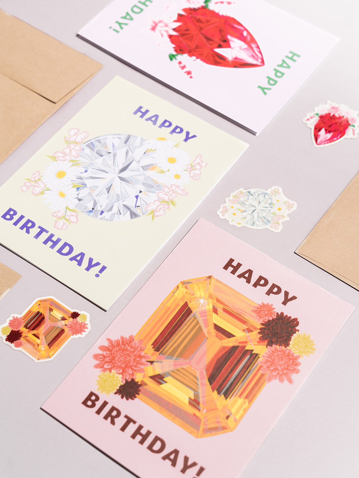 12 month pack birthstone gem stone birthday card set
