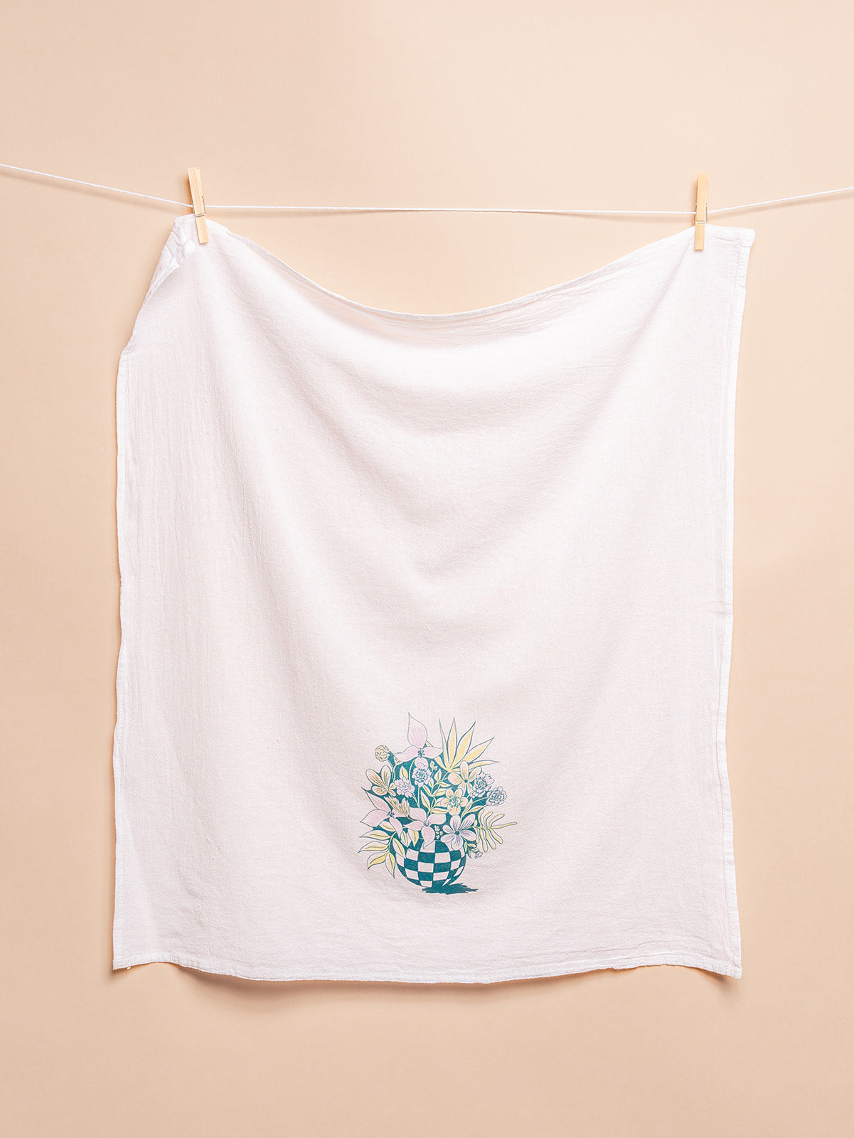 Green Bouquet Tea Towel