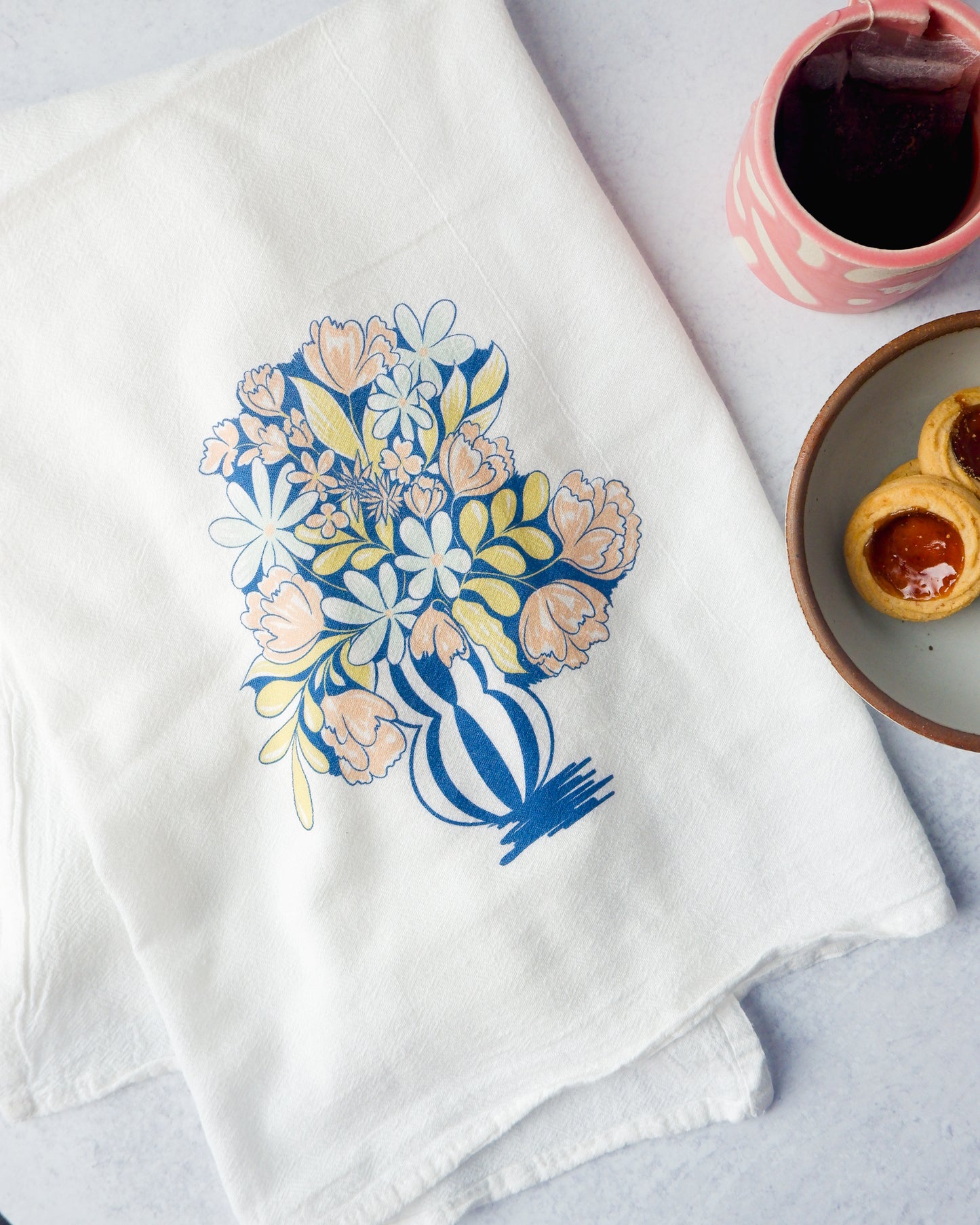 Blue Bouquet Tea Towel