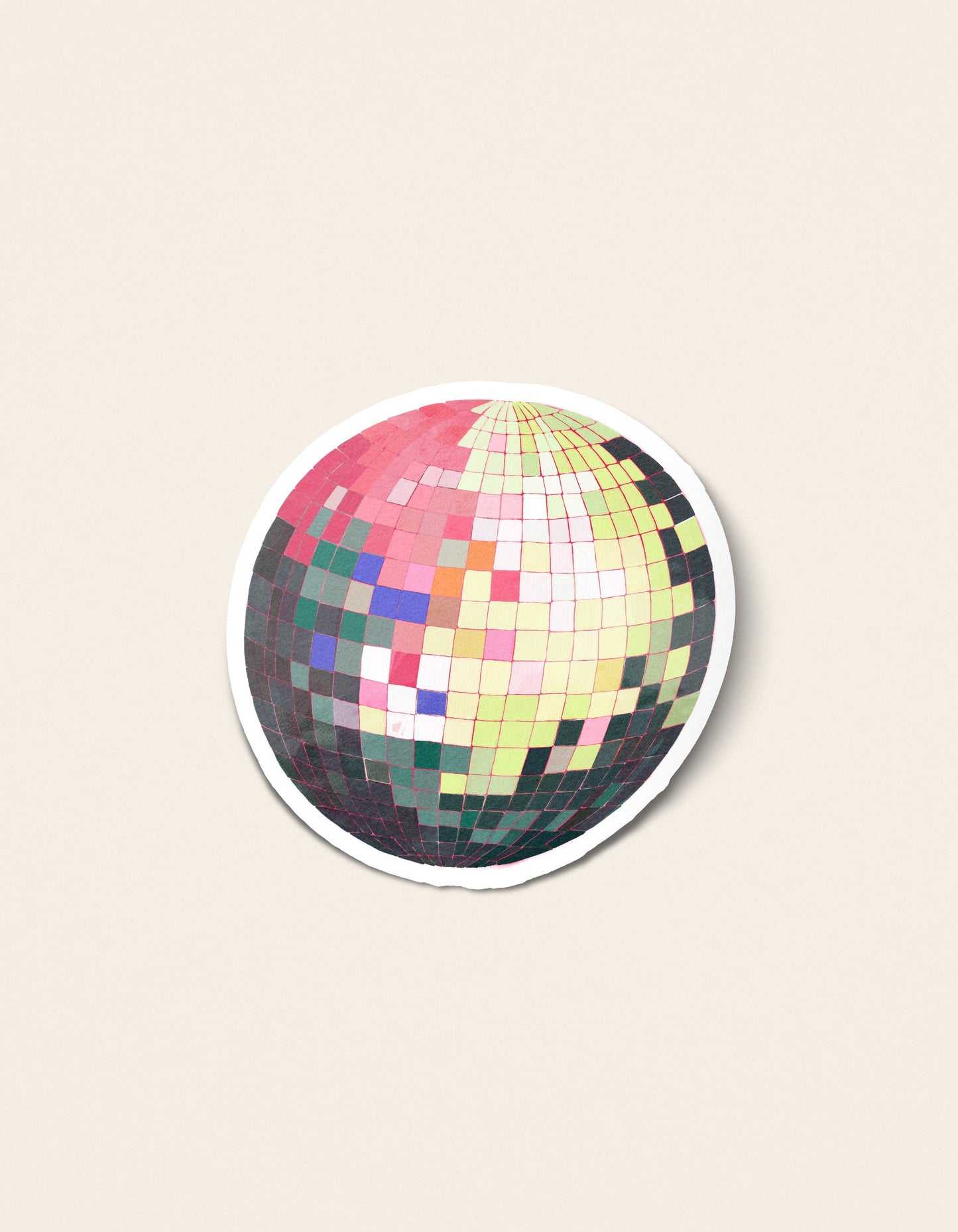 Pink and Green Disco Ball Sticker