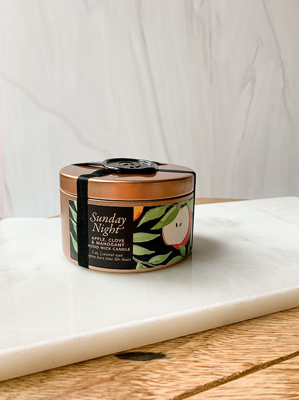 Sunday Nights Apple, Mahogany and Clove Wood Wick Candle